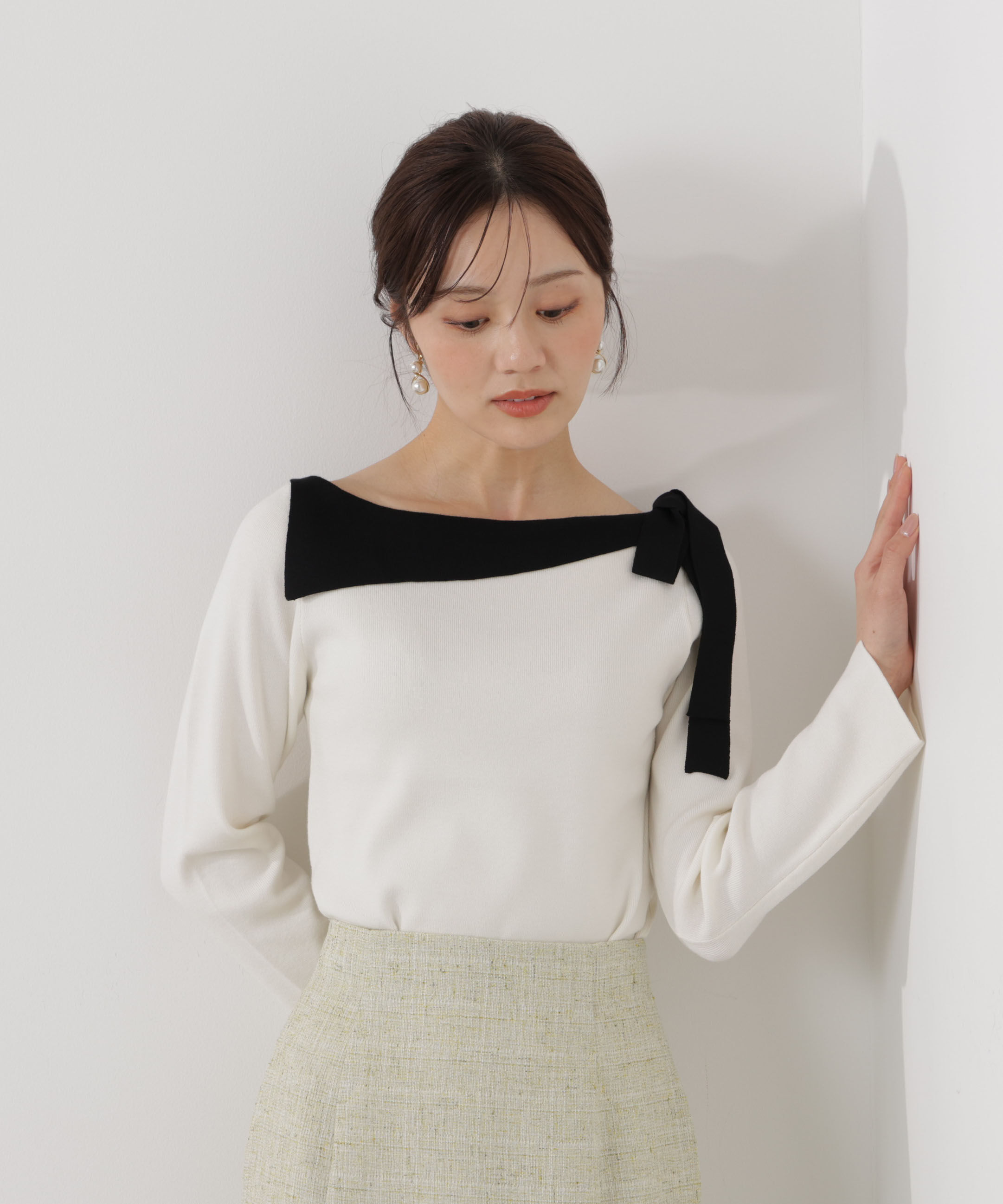 PROPORTION BODY DRESSING「＜ウォッシャブル/UV＞サイドリボン総針ニット」|ニット・セーター|