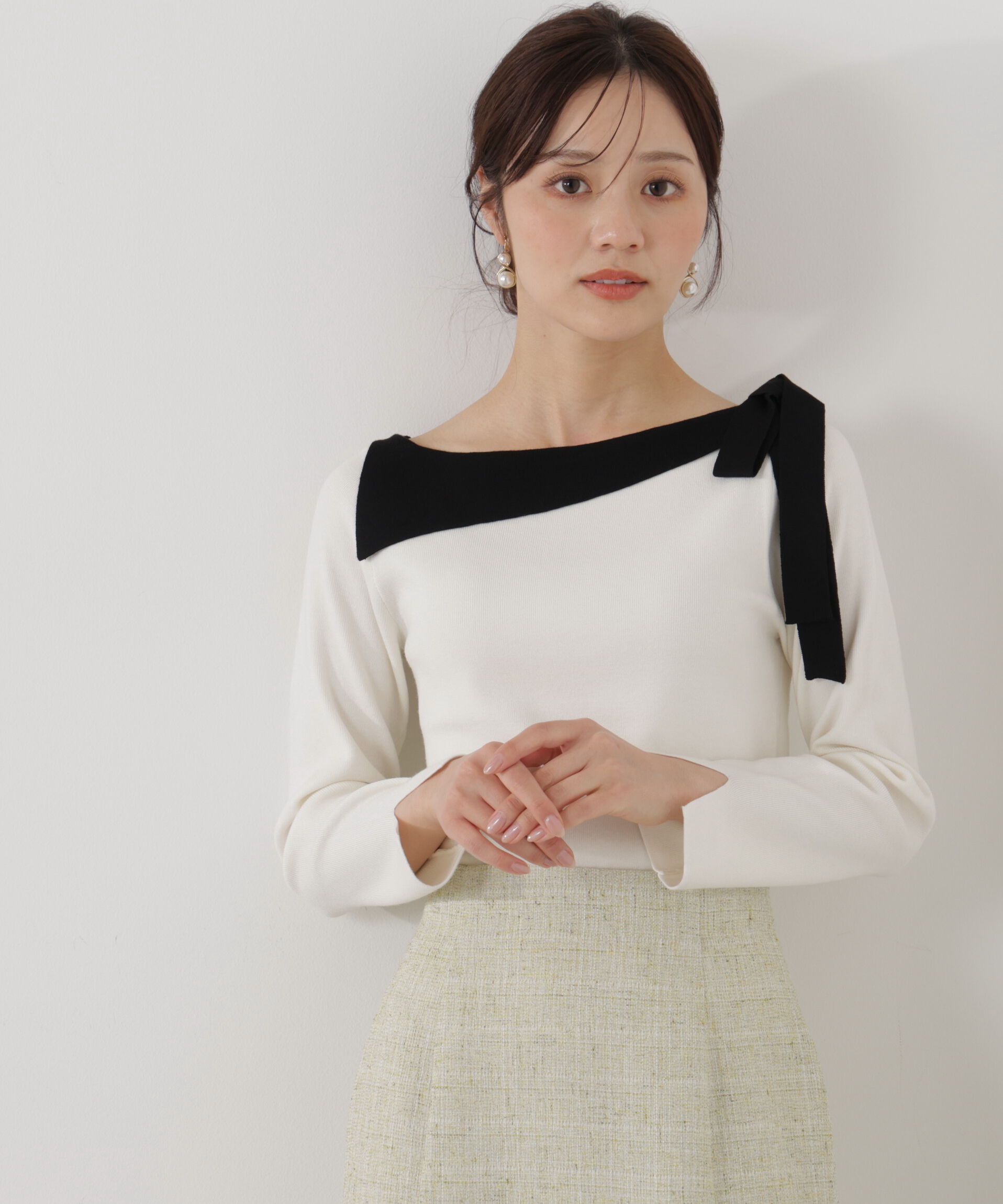 PROPORTION BODY DRESSING「＜ウォッシャブル/UV＞サイドリボン総針ニット」|ニット・セーター|