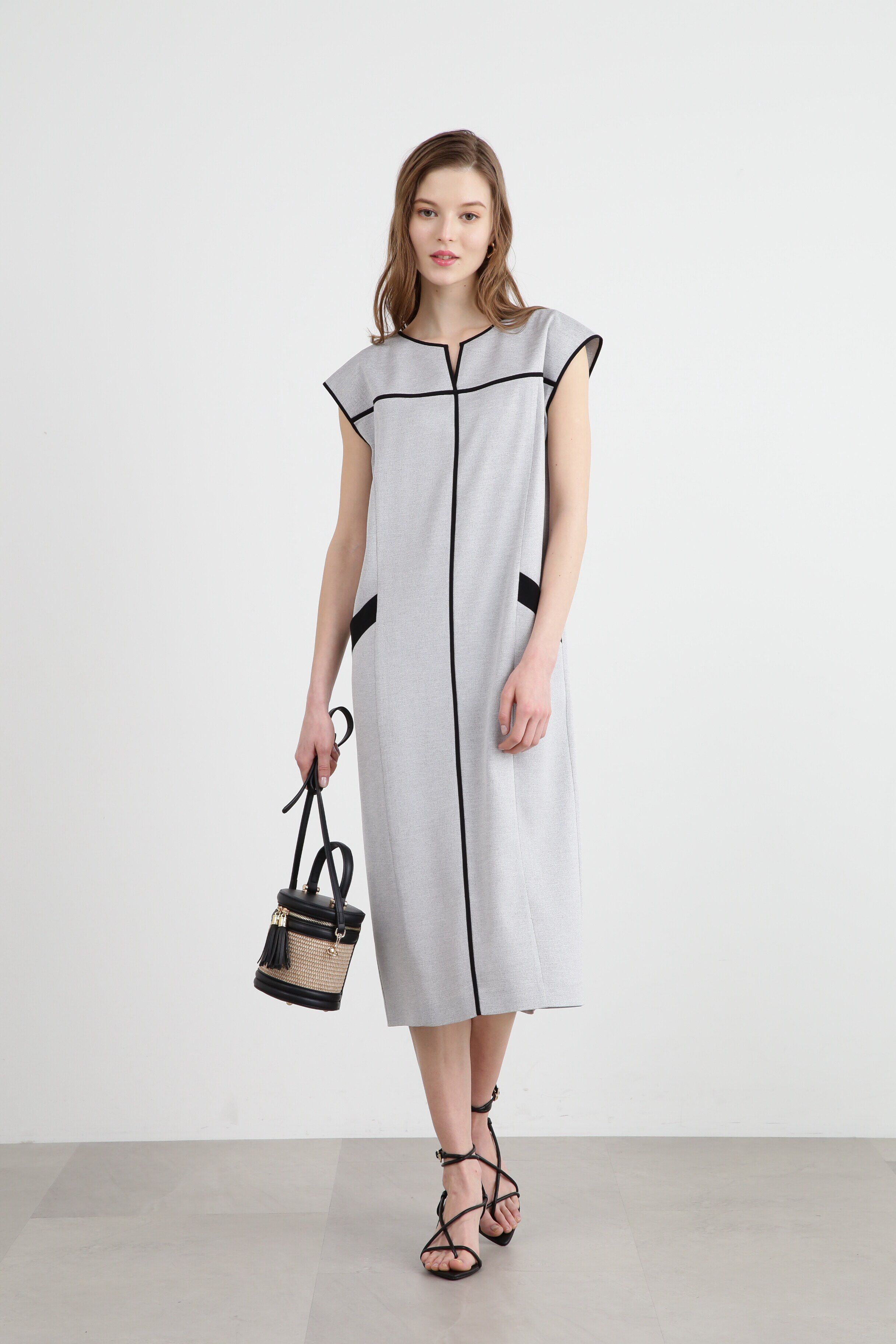  「◆バイカラーパイピングワンピース」|ワンピース|