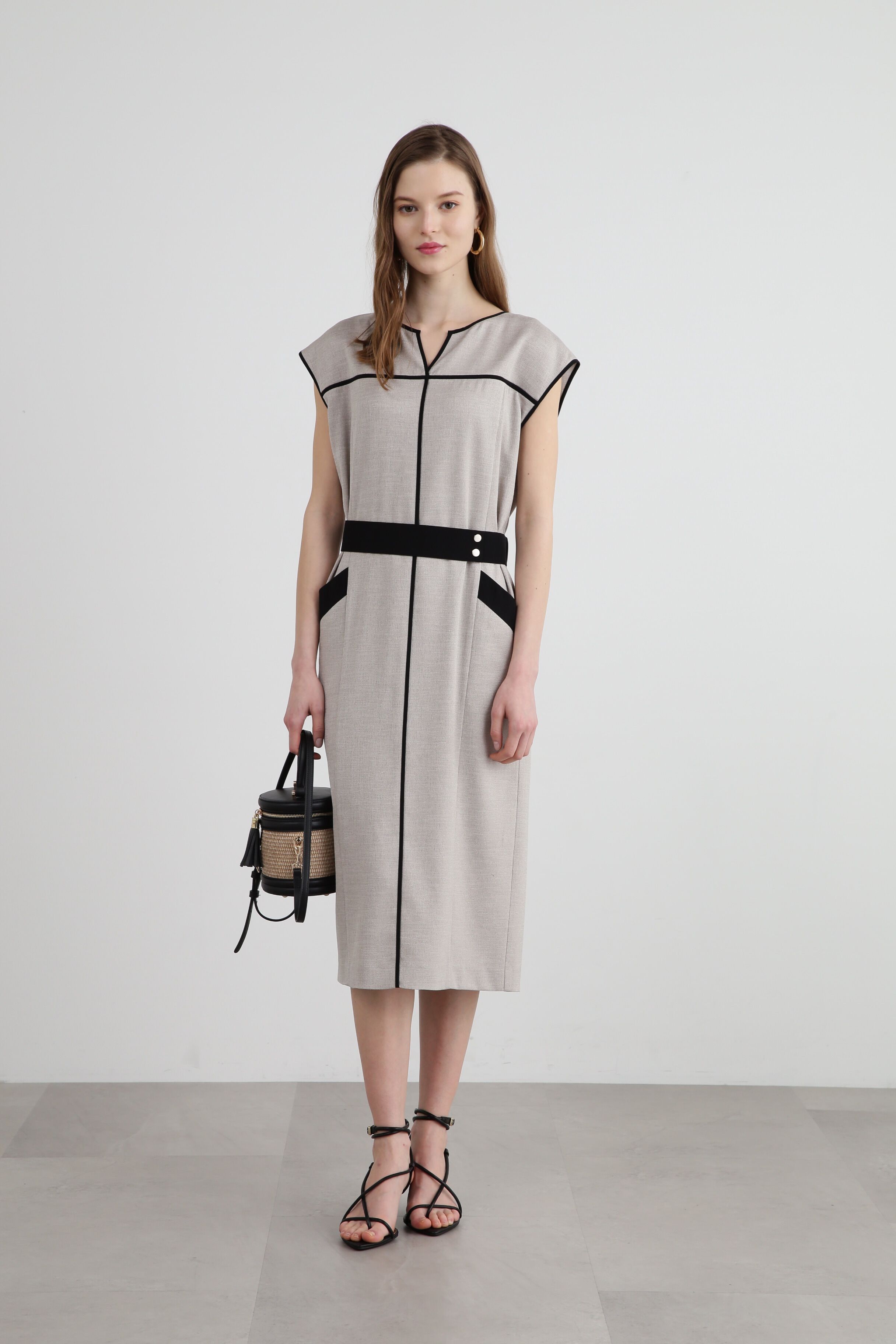  「◆バイカラーパイピングワンピース」|ワンピース|