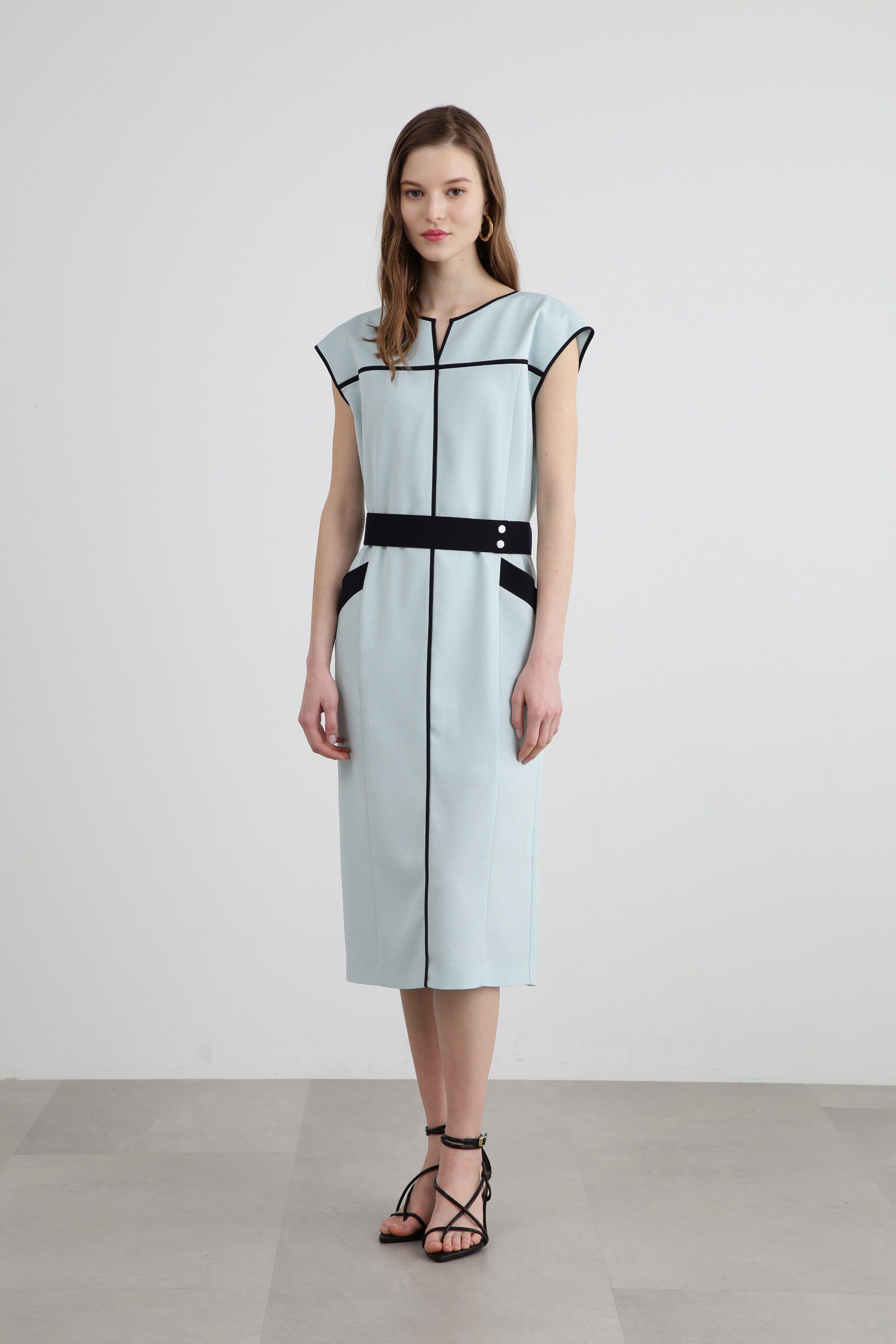  「◆バイカラーパイピングワンピース」|ワンピース|