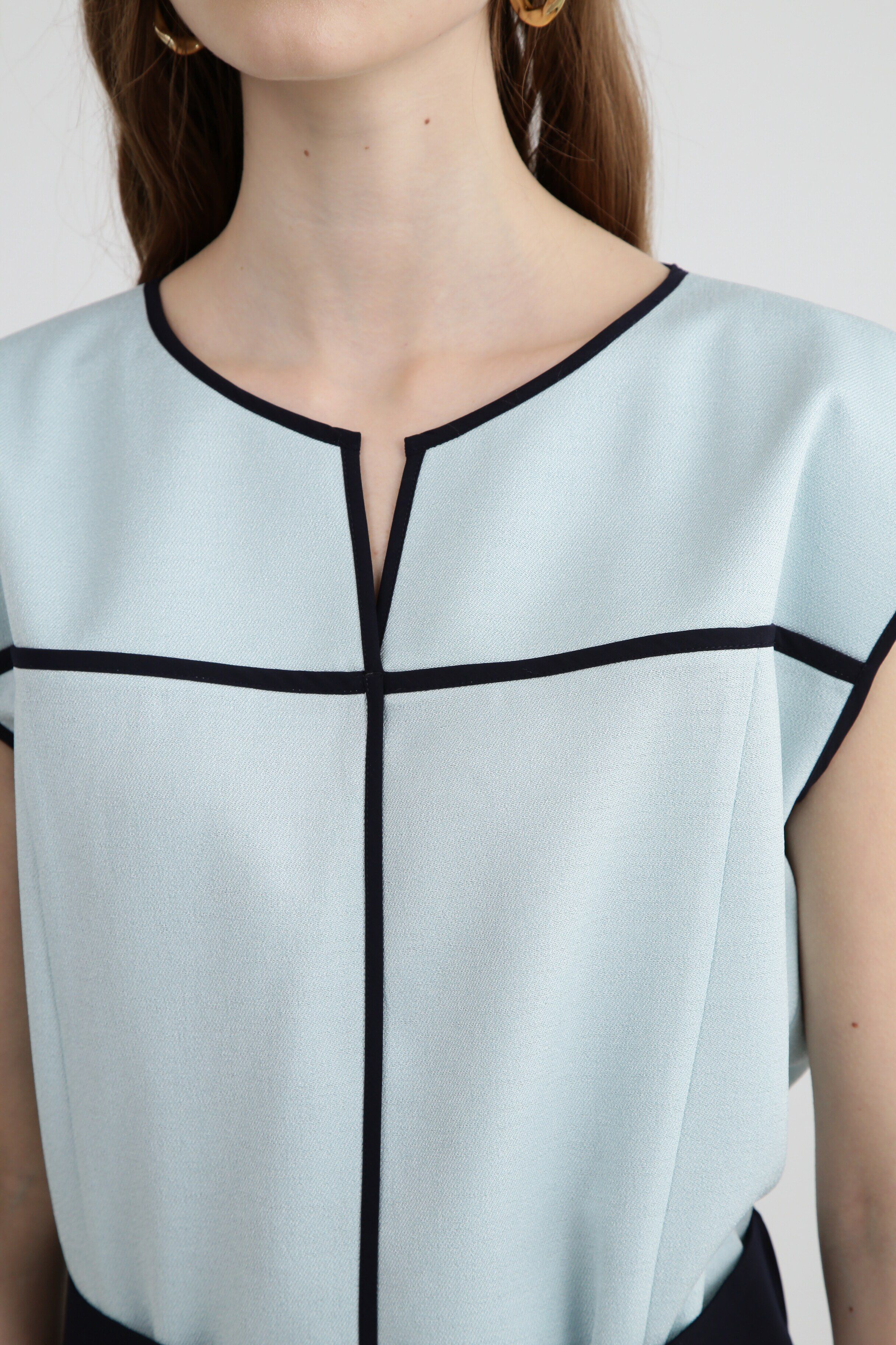  「◆バイカラーパイピングワンピース」|ワンピース|