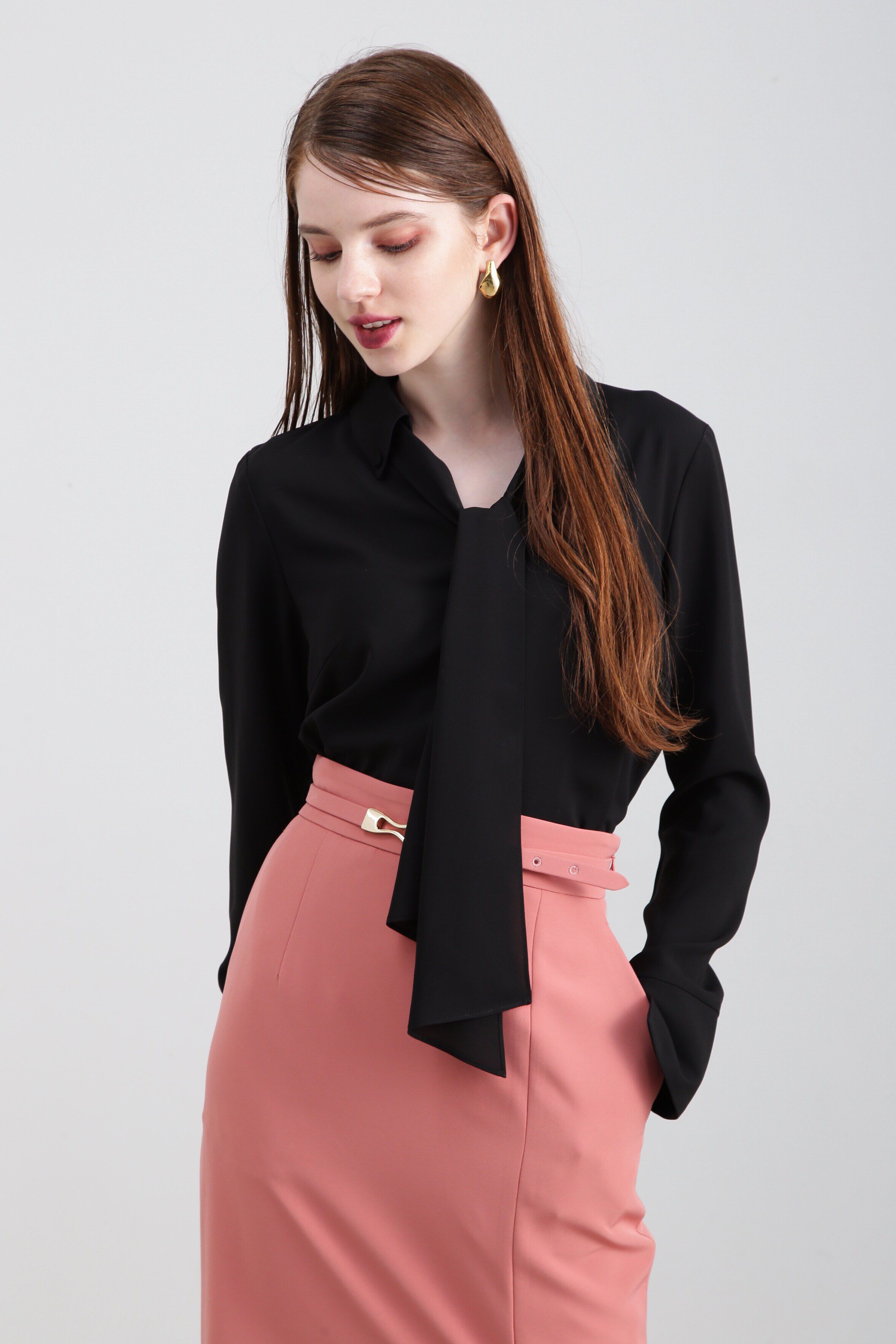  「◆ボタンダウンボウタイシャツ」|シャツ・ブラウス|ブラック