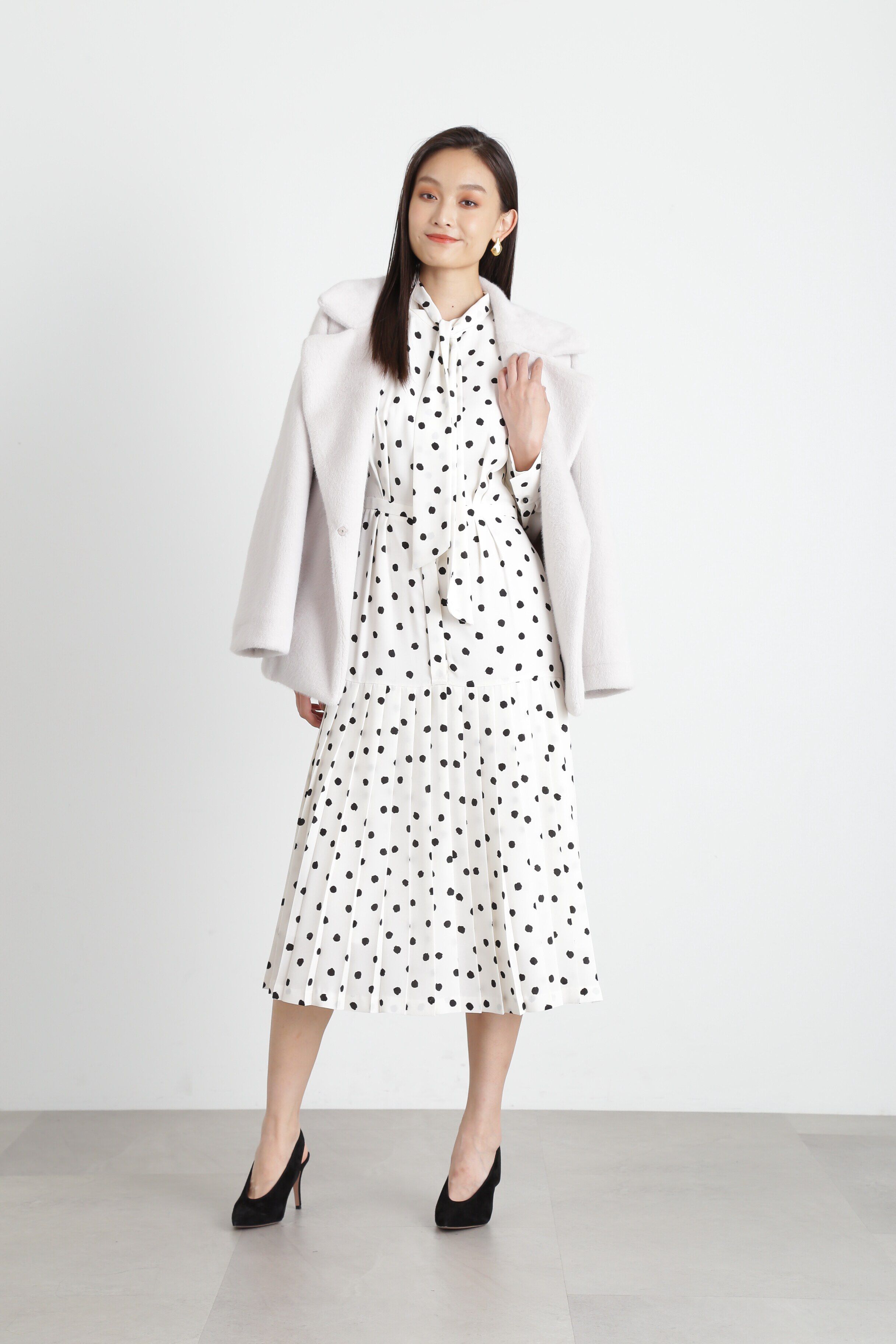  「◆ランダムドットプリーツワンピース」|ワンピース|