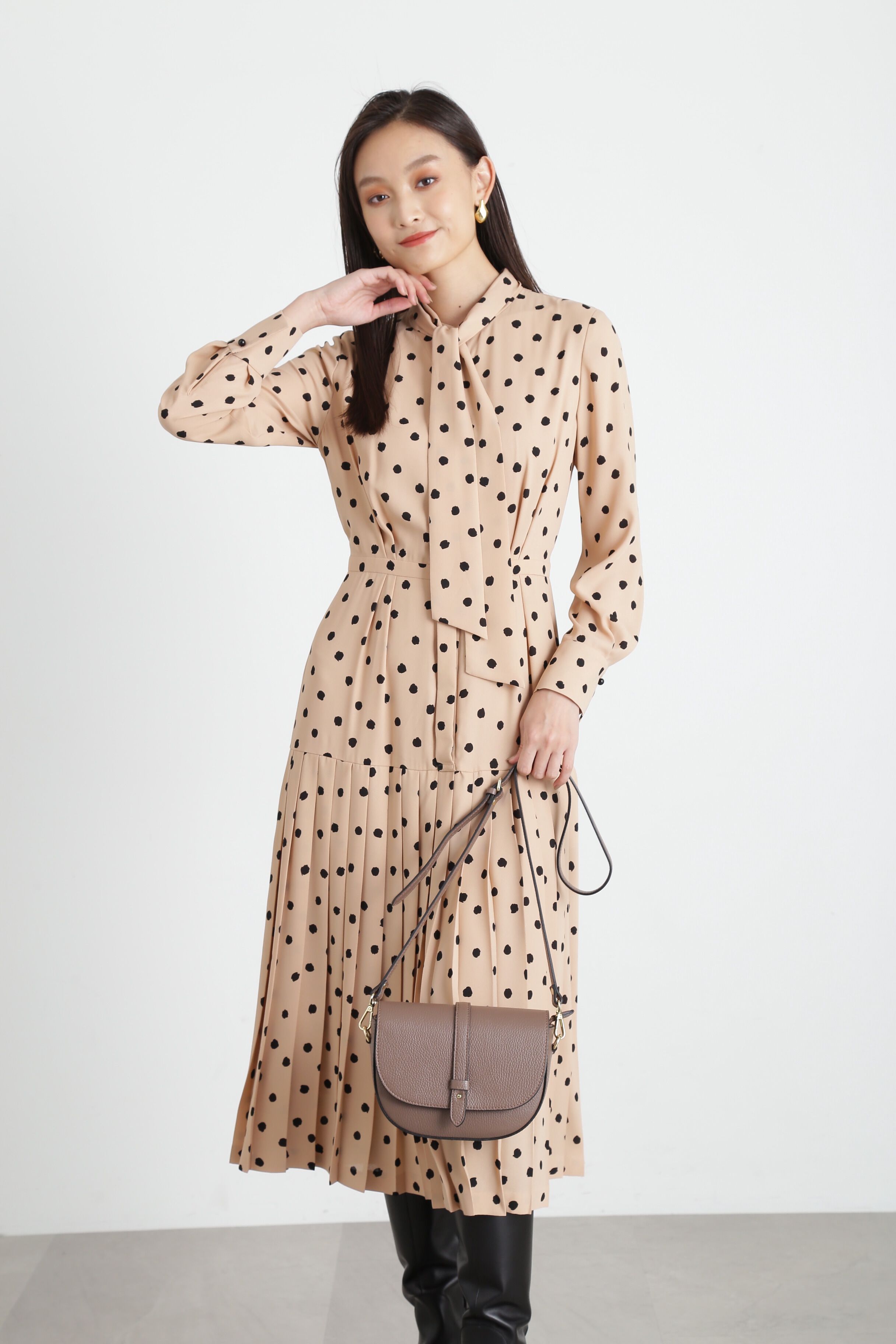  「◆ランダムドットプリーツワンピース」|ワンピース|