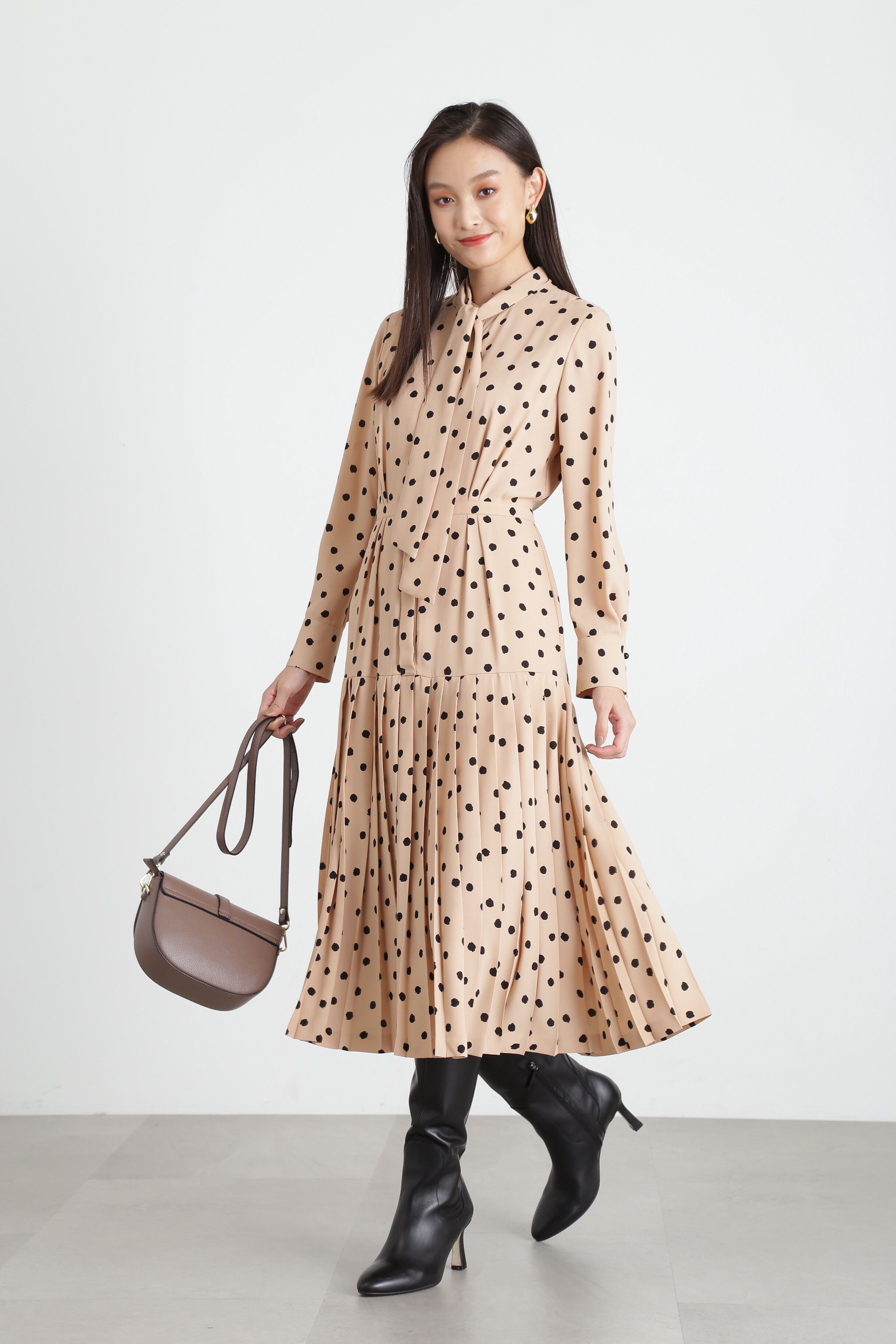  「◆ランダムドットプリーツワンピース」|ワンピース|