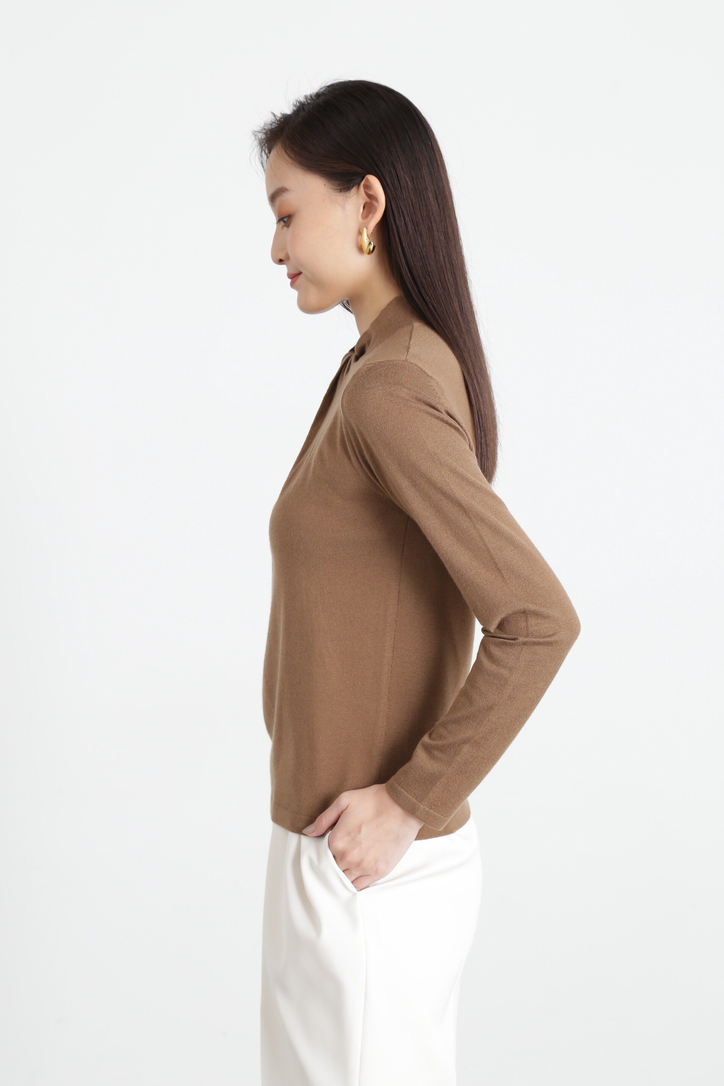  「◆タックネックニットプルオーバー」|ニット・セーター|