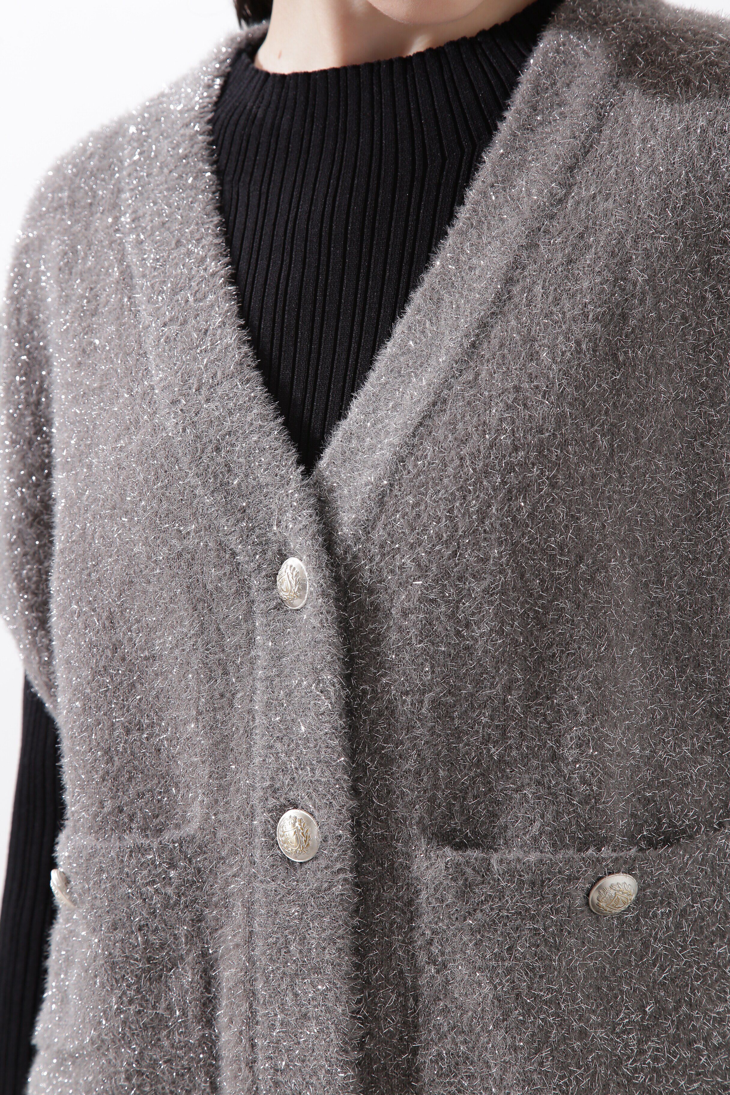  「ラメジレ付きニットワンピース」|ワンピース|