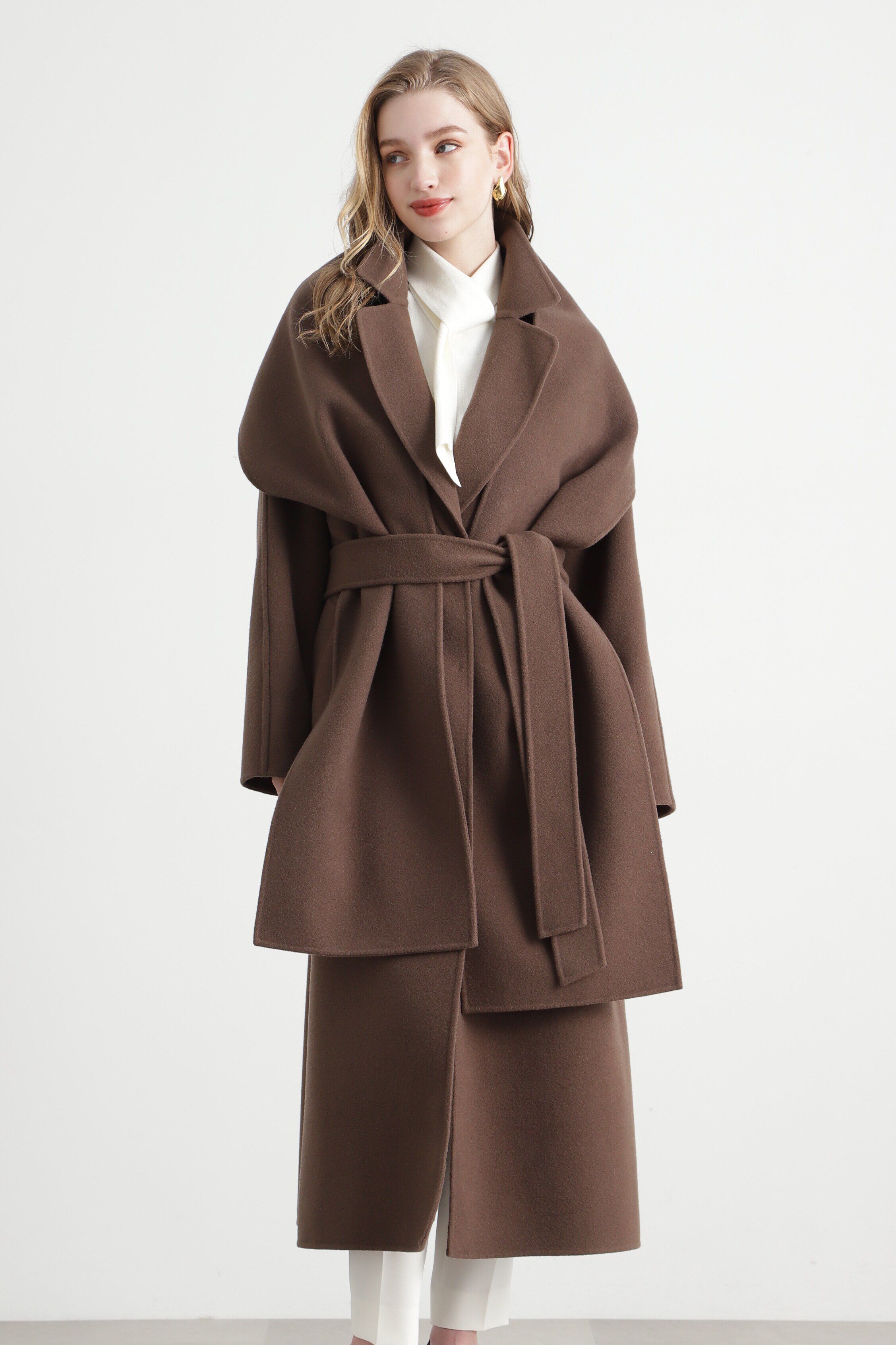  「ストール付きベルテッドリバーコート」|その他|ココアブラウ