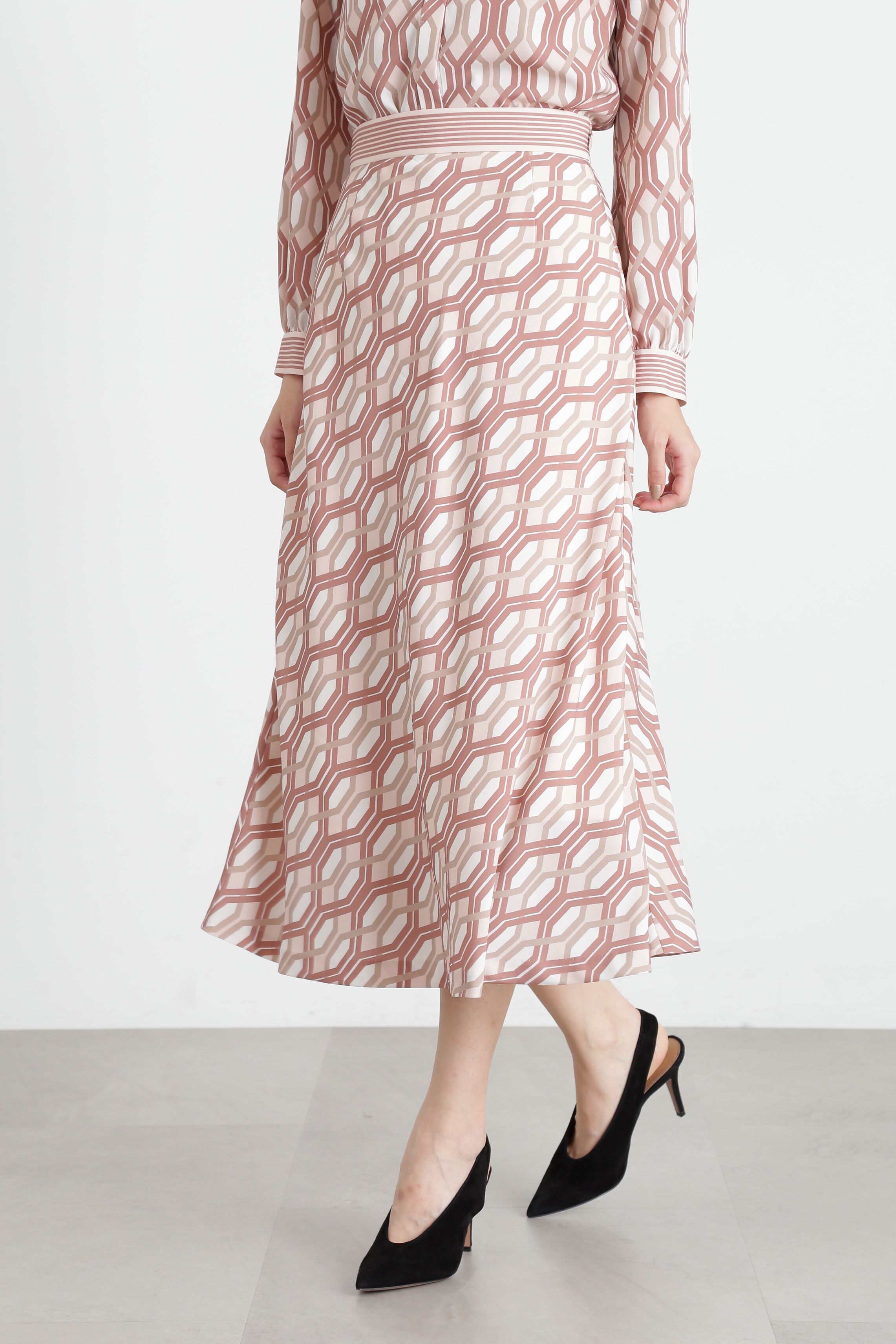  「ジオメトリックラインプリントスカート」|スカート|