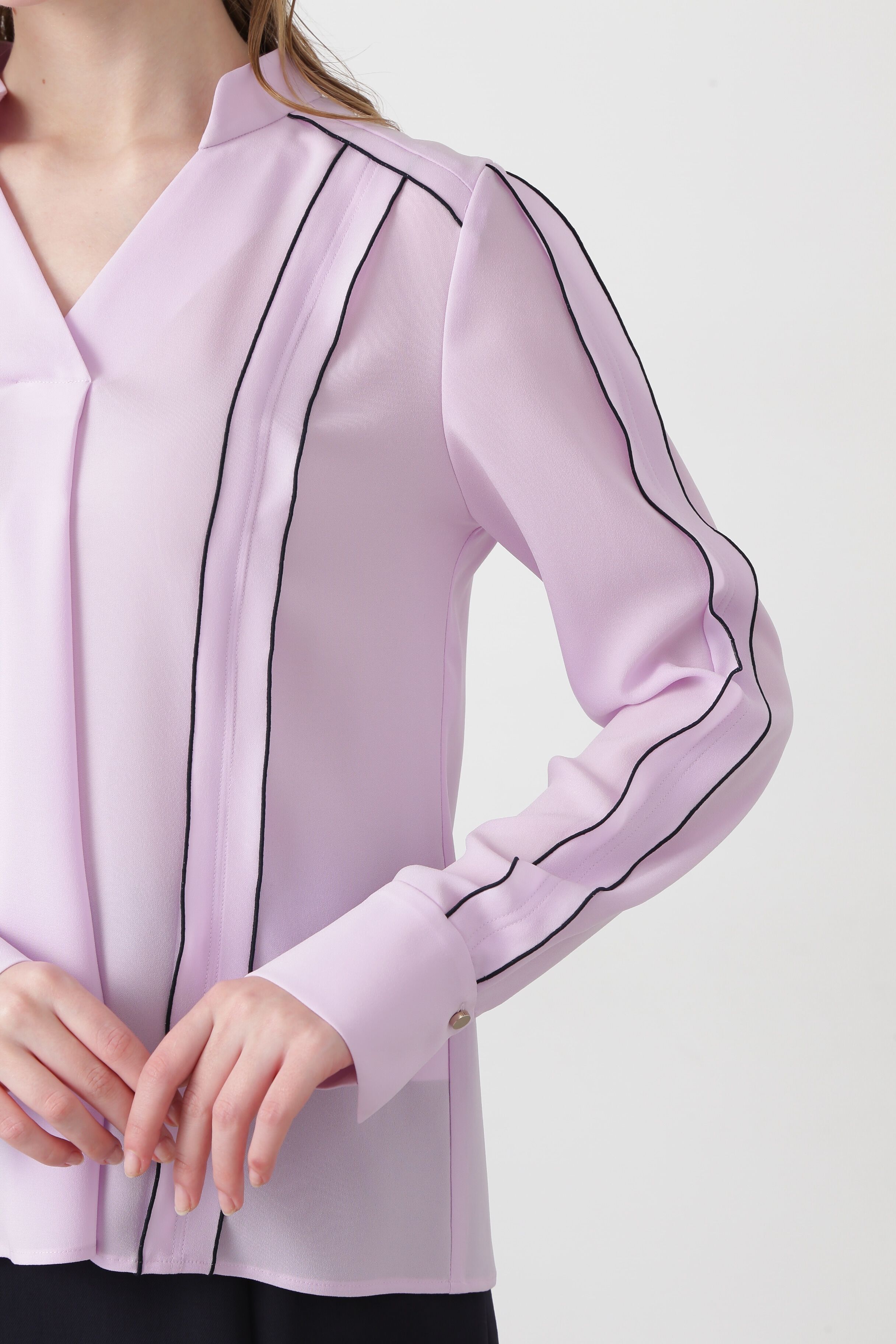  「◆バイカラーラインブラウス」|シャツ・ブラウス|