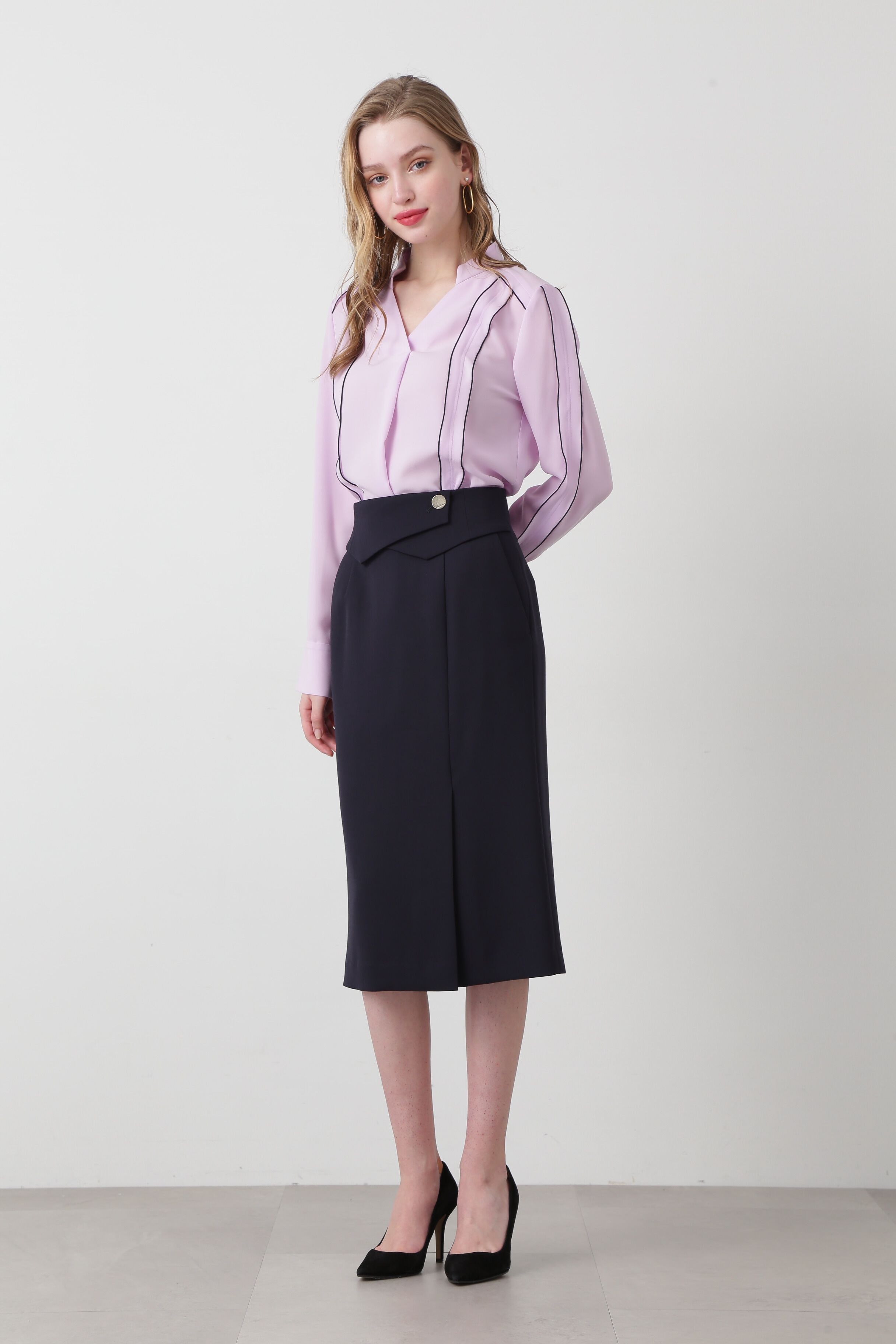  「◆バイカラーラインブラウス」|シャツ・ブラウス|