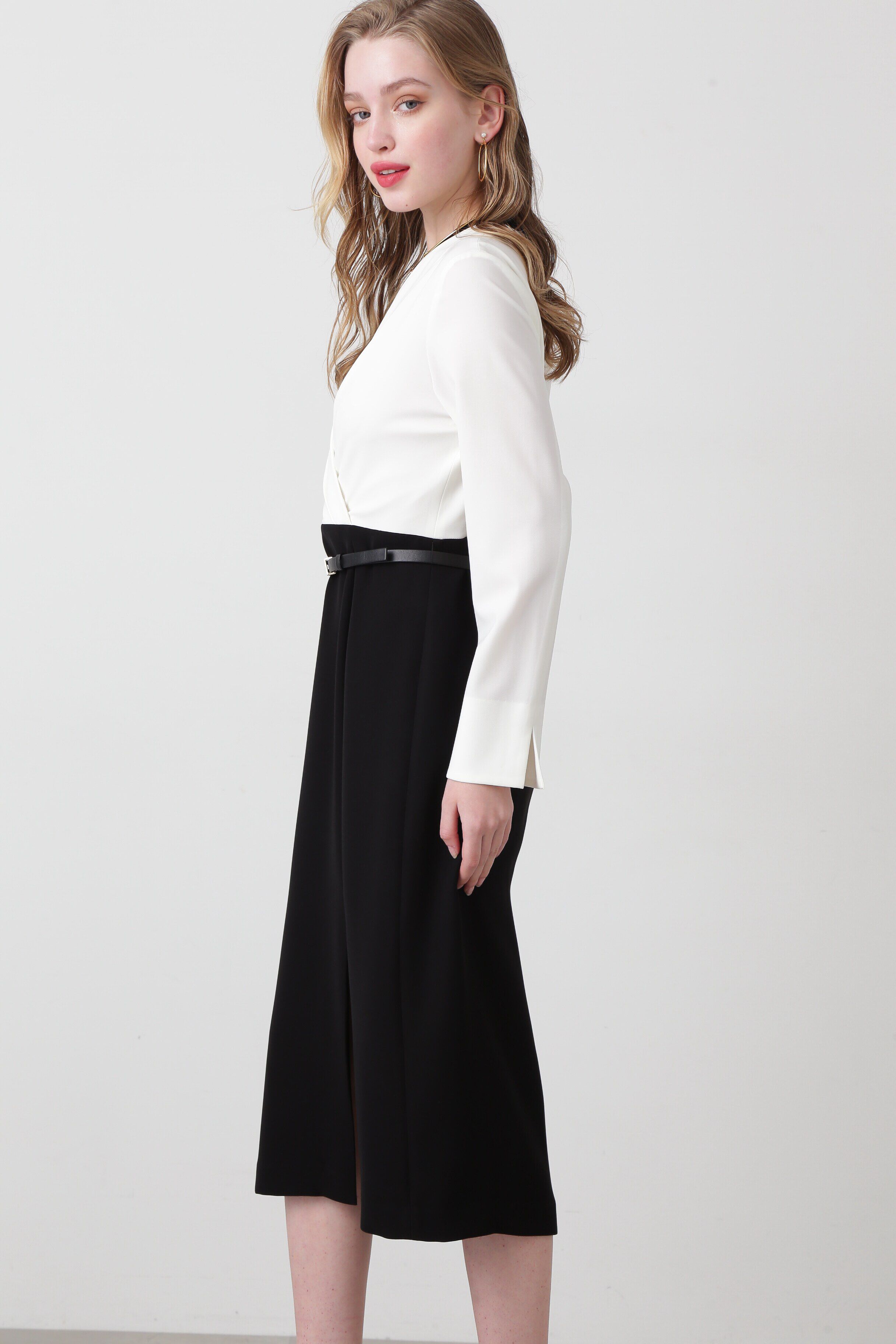  「◆バイカラーネックワンピース」|ワンピース|