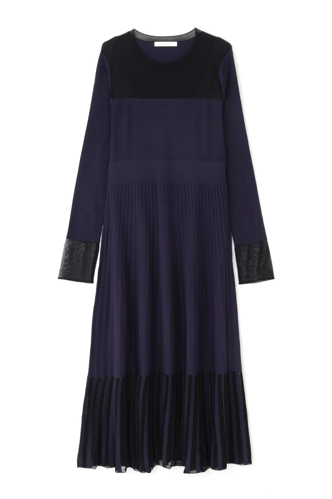  「◆シアーコンビフレアーニットワンピース」|ワンピース|