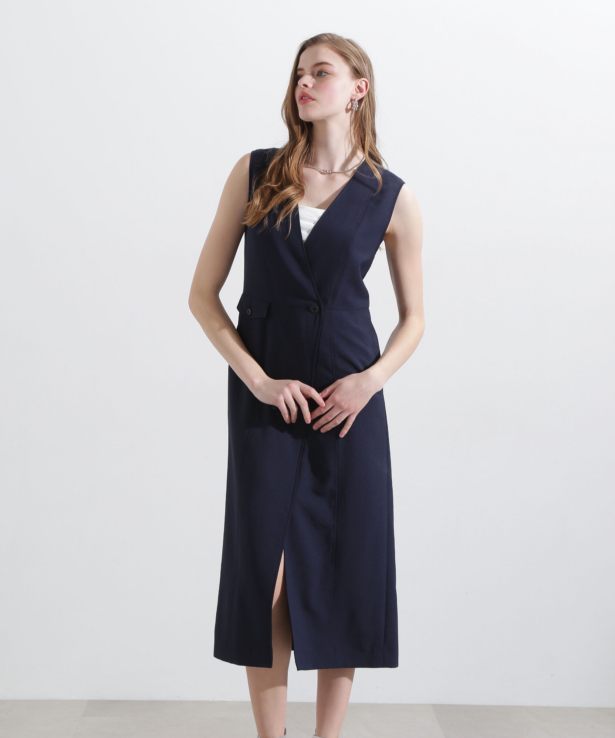  「◆ラップカシュクールワンピース」|ワンピース|ネイビー