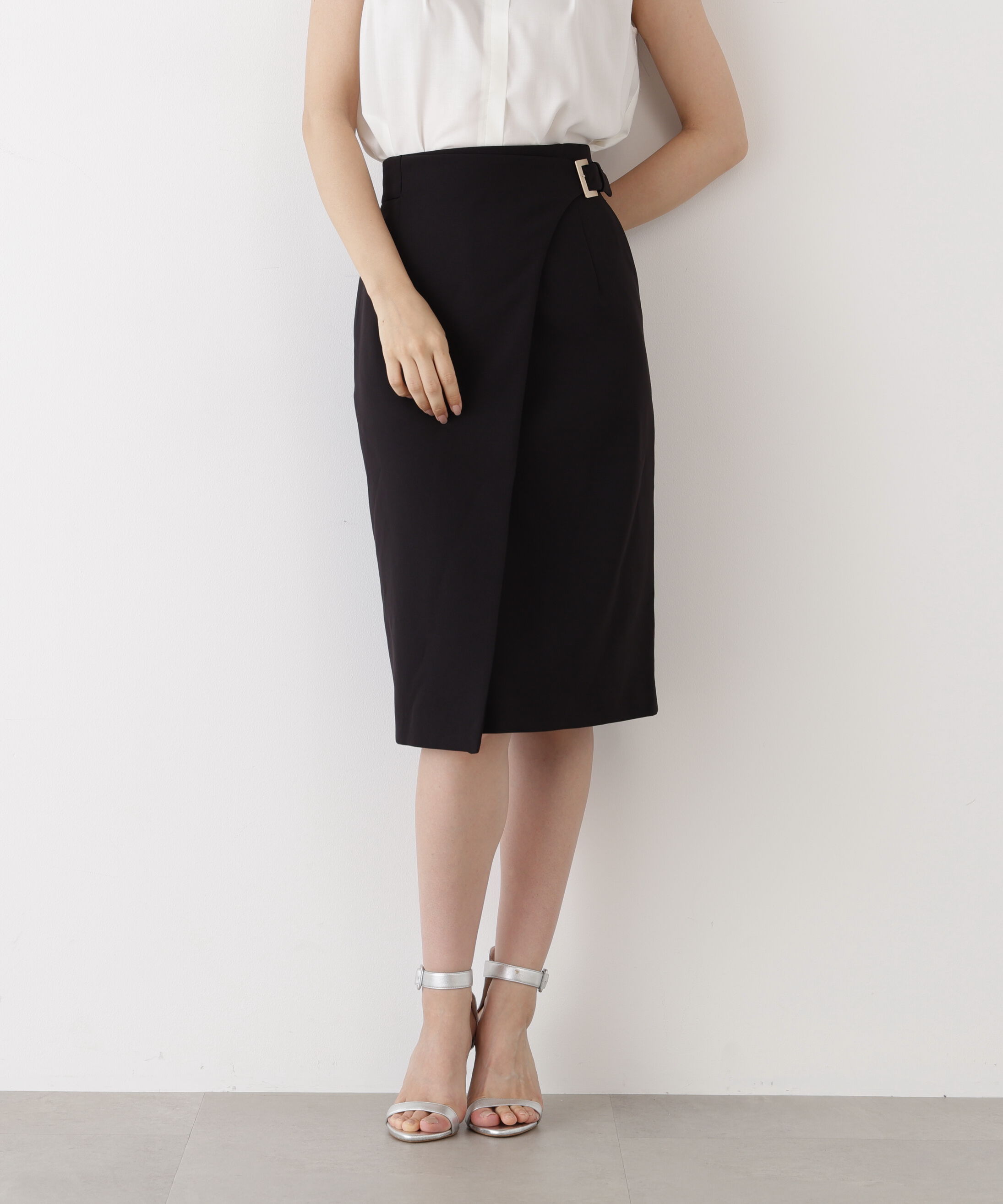  「サイドバックルラップ風スカート」|スカート|