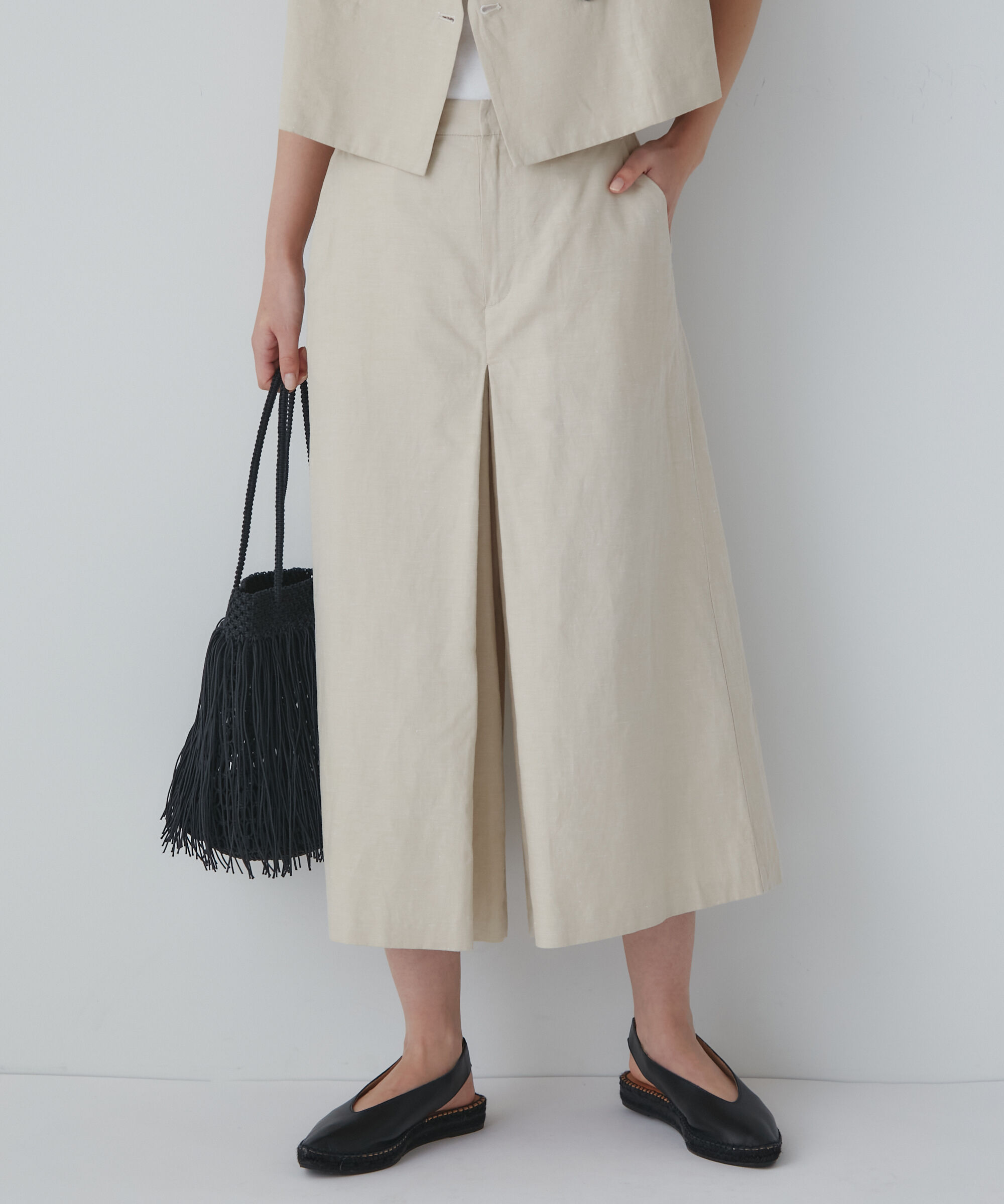  「◆綿麻シャンブレースカーチョ」|スカート|ベージュ