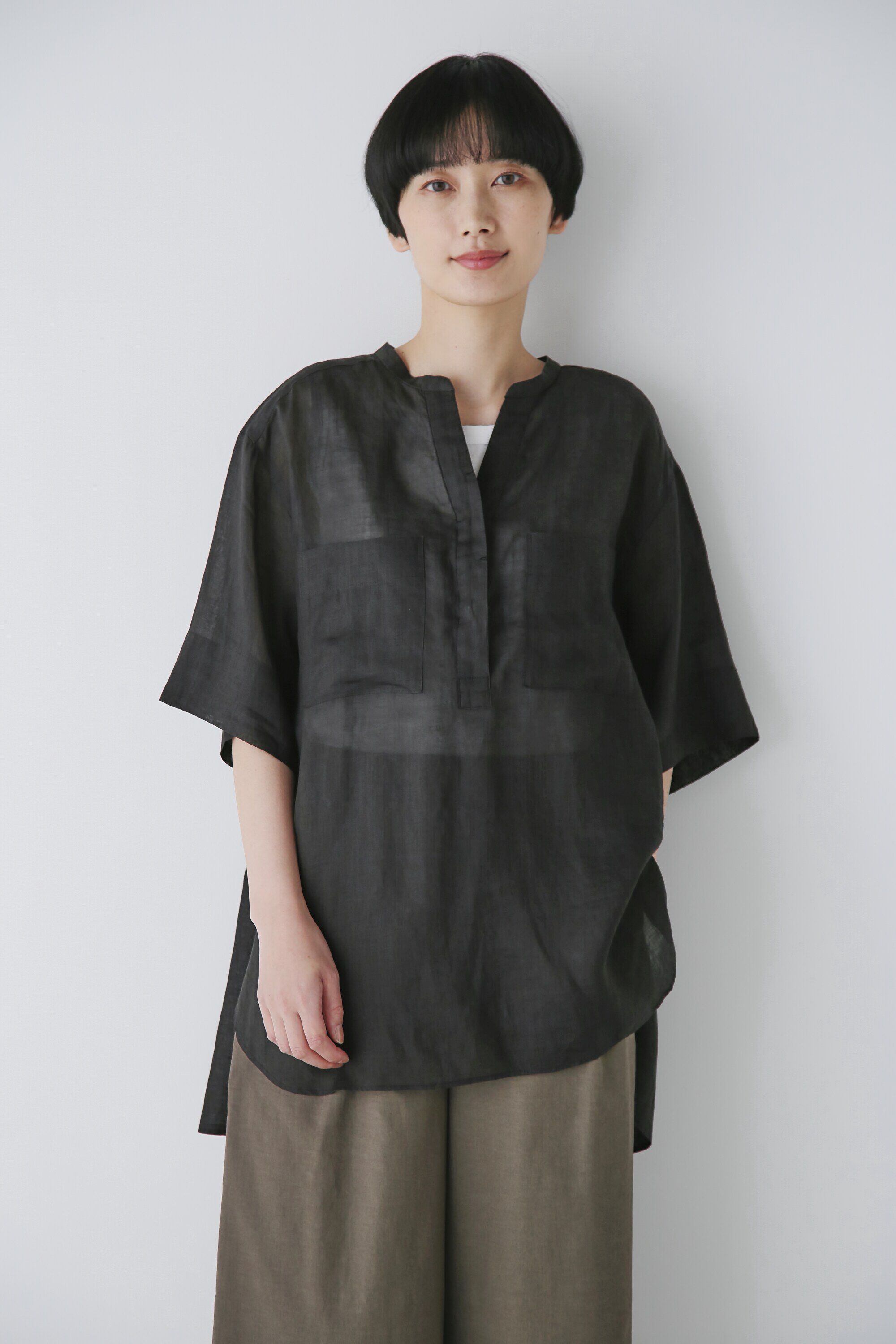  「◆１６０／１ラミー半袖ブラウス」|シャツ・ブラウス|