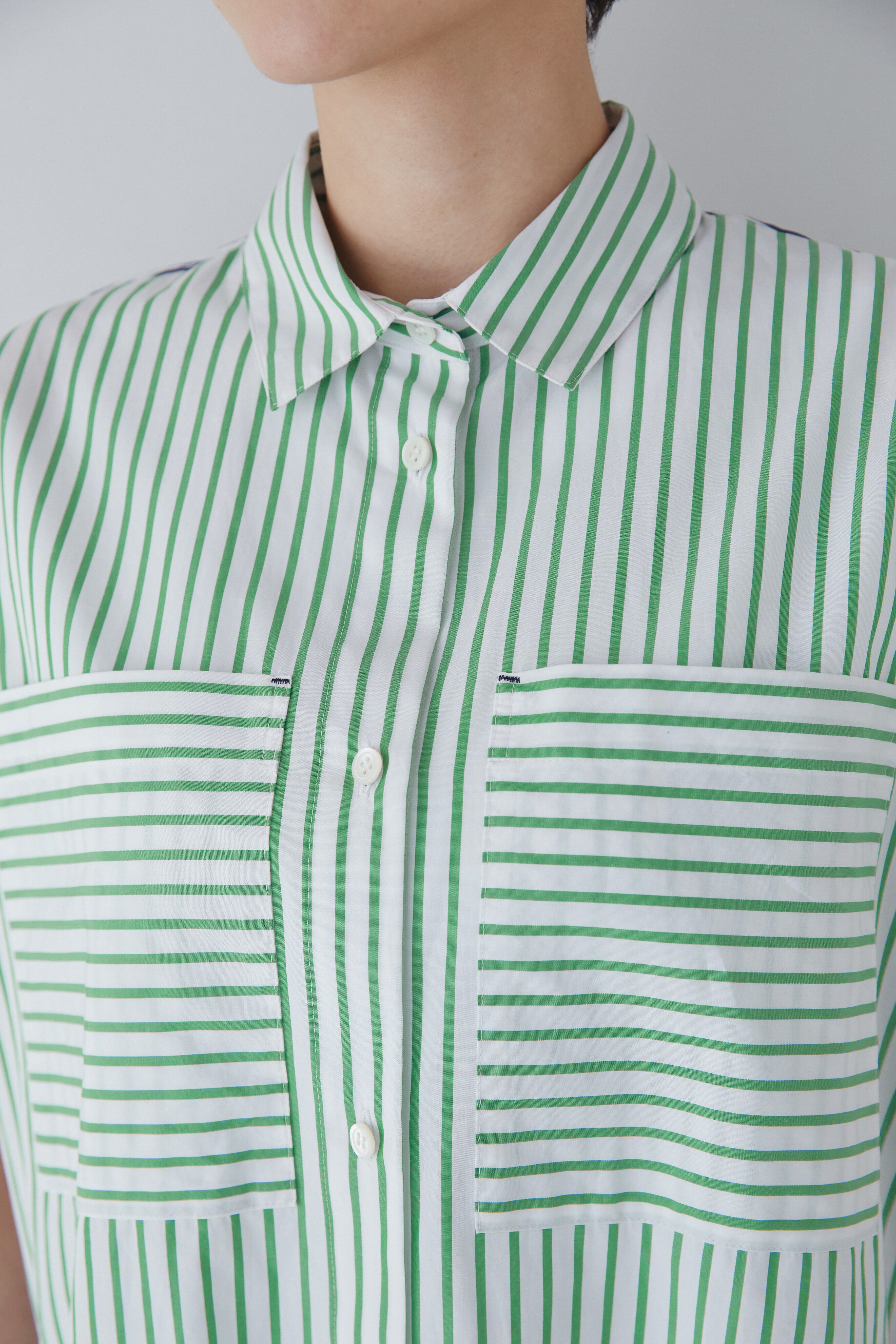  「◆バイカラーストライプブラウス」|シャツ・ブラウス|