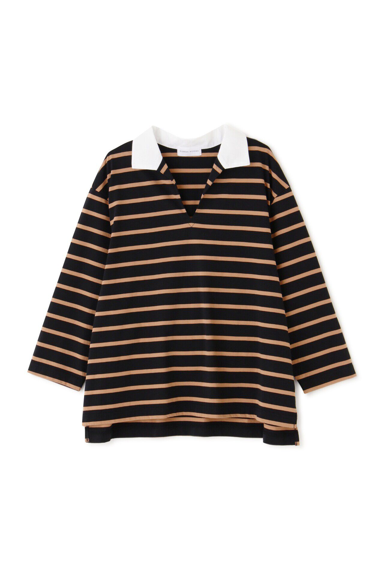  「◆ハイゲージボーダー襟付カットソー」|Tシャツ・カットソー|