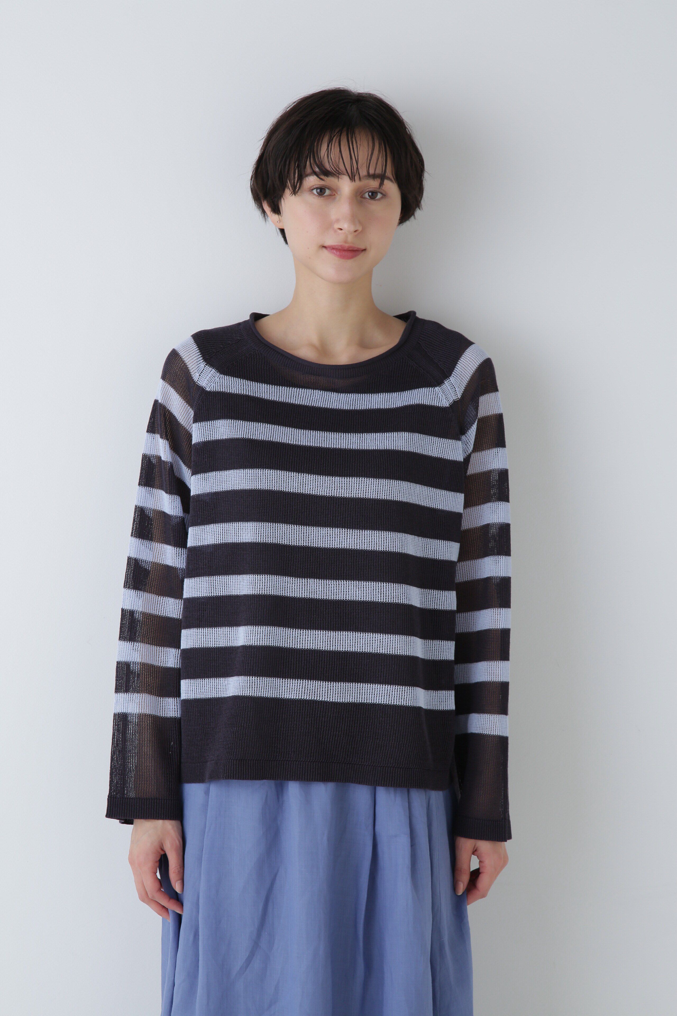  「◆ハイゲージギマボーダーニットプルオーバー」|ニット・セーター|