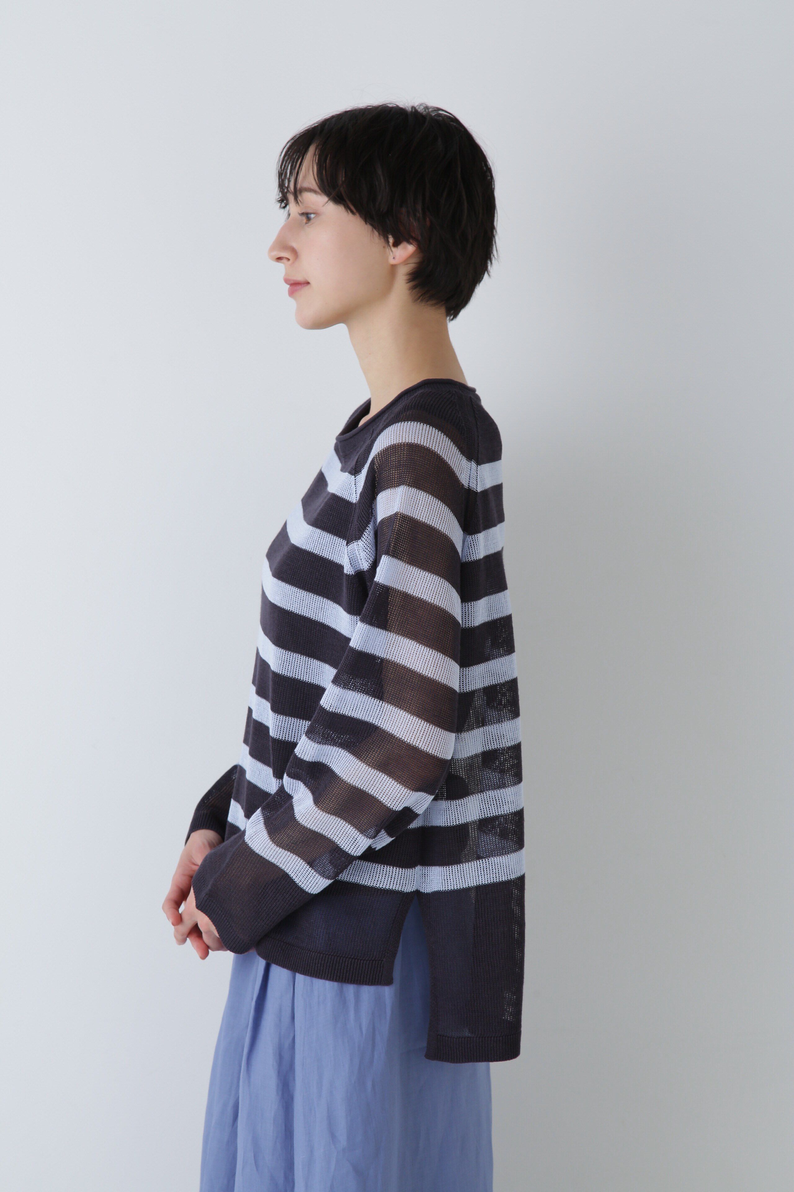  「◆ハイゲージギマボーダーニットプルオーバー」|ニット・セーター|