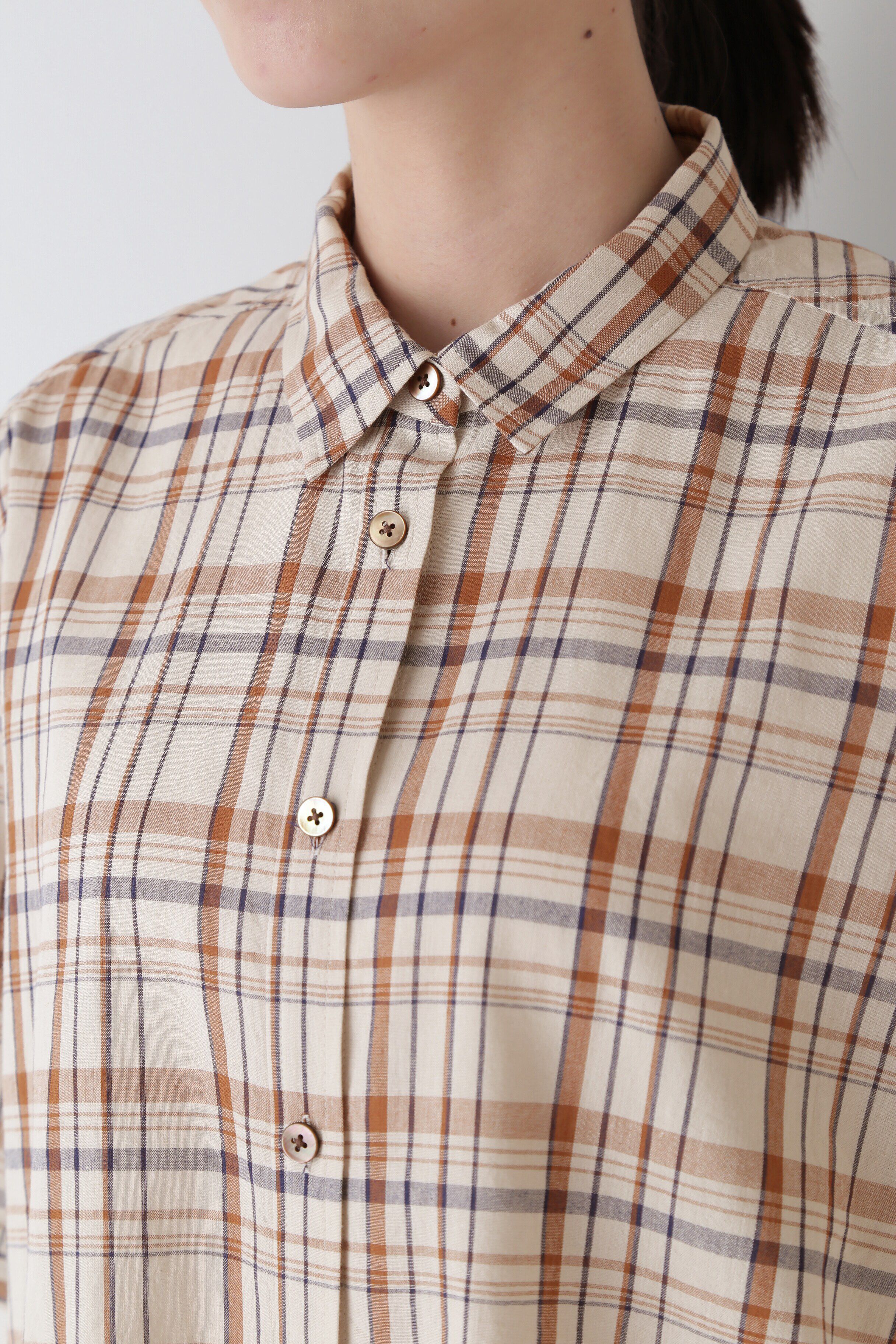  「◆綿麻半袖チェックシャツ」|シャツ・ブラウス|