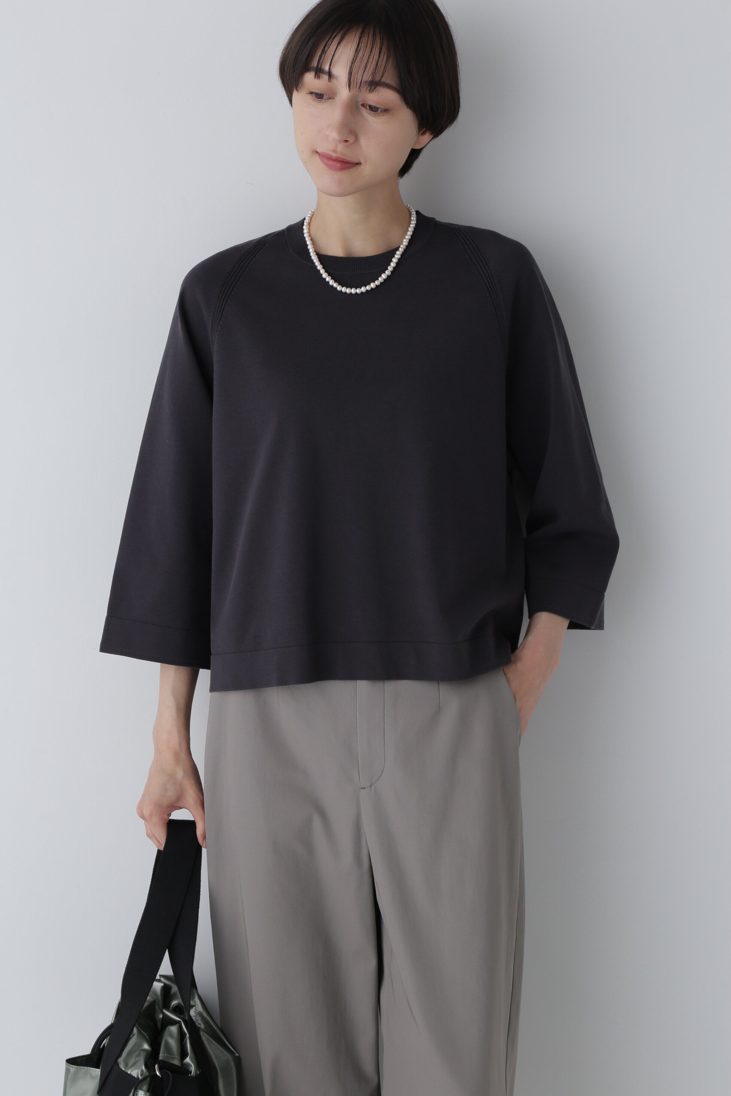  「◆オーガニックコットンプルオーバー」|ニット・セーター|チャコール1