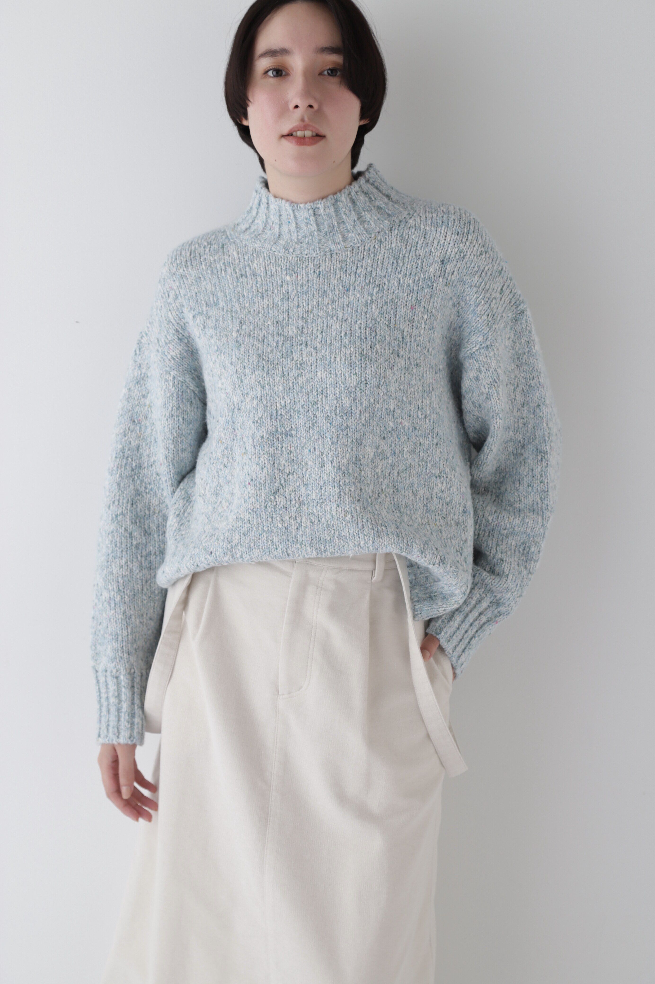  「◆【ウォッシャブル】ＭＩＸヤーンハイネックプルオーバー」|ニット・セーター|ライトブルー