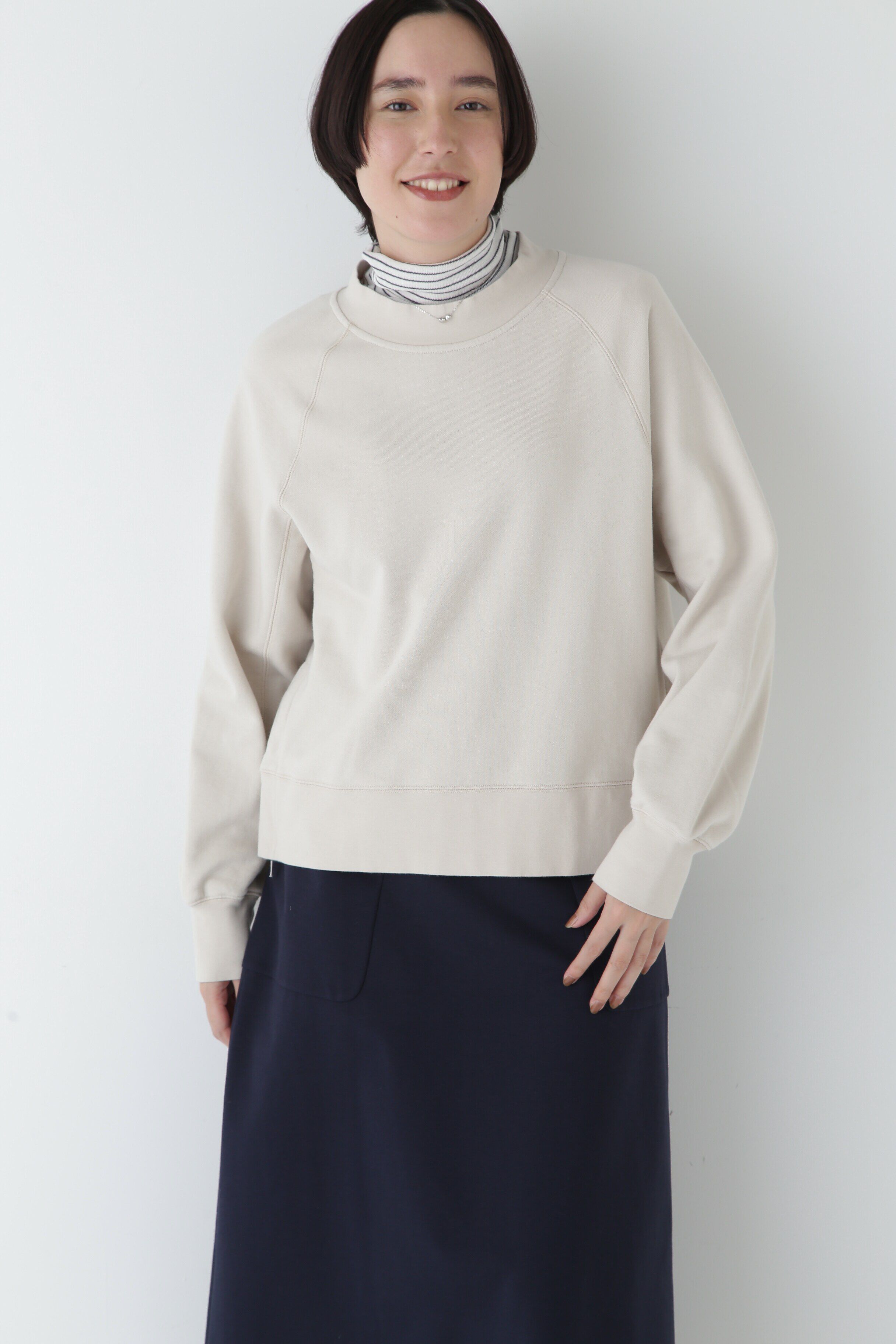  「◆モックネックジップトレーナー」|Tシャツ・カットソー|ベージュ