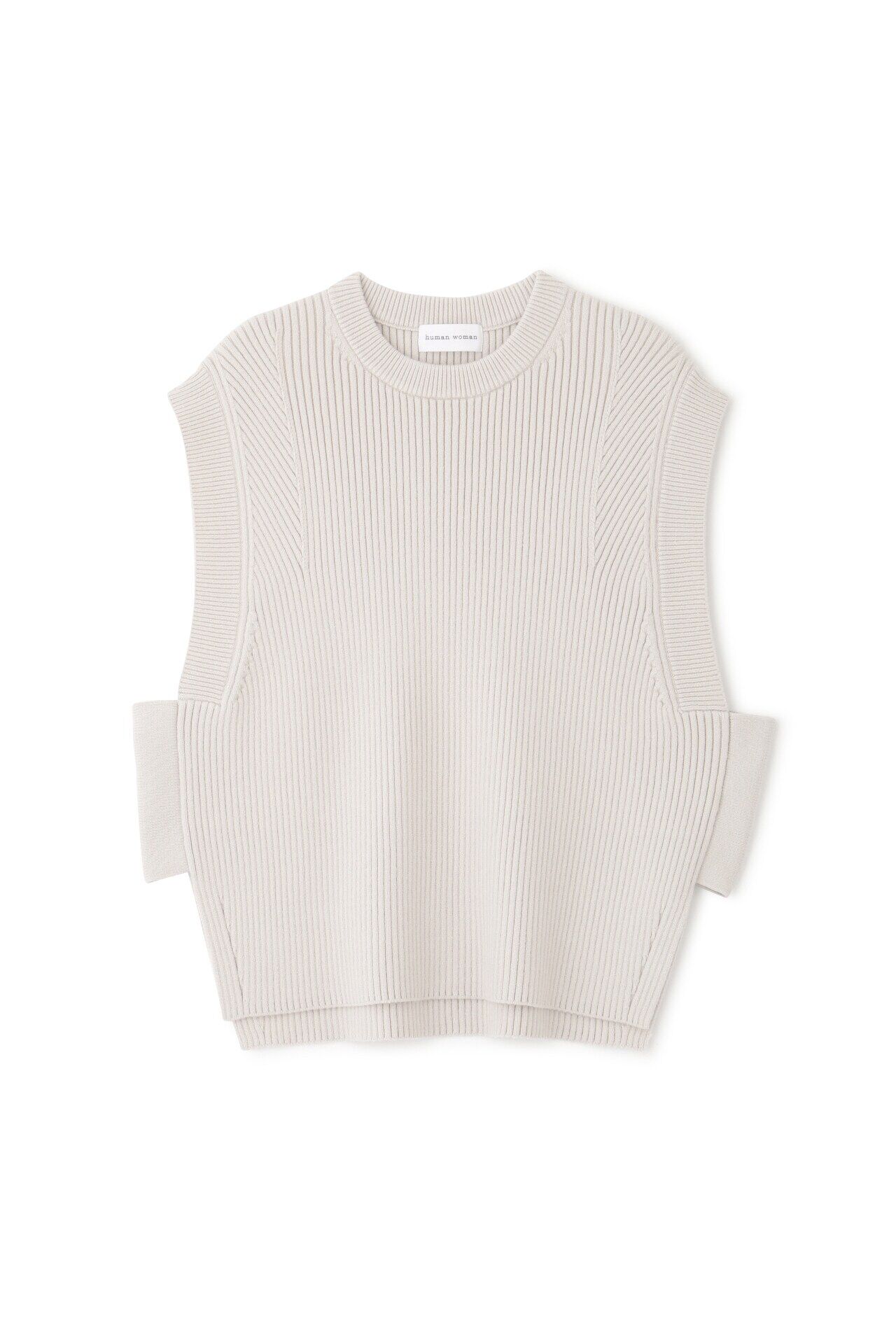  「◆【ウォッシャブル】綿ポリリブ見えクルーベスト」|ニット・セーター|