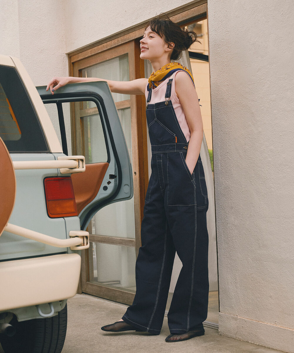  「◆UNIVERSAL OVER ALL　コラボ　サロペット」|ワンピース|ネイビー