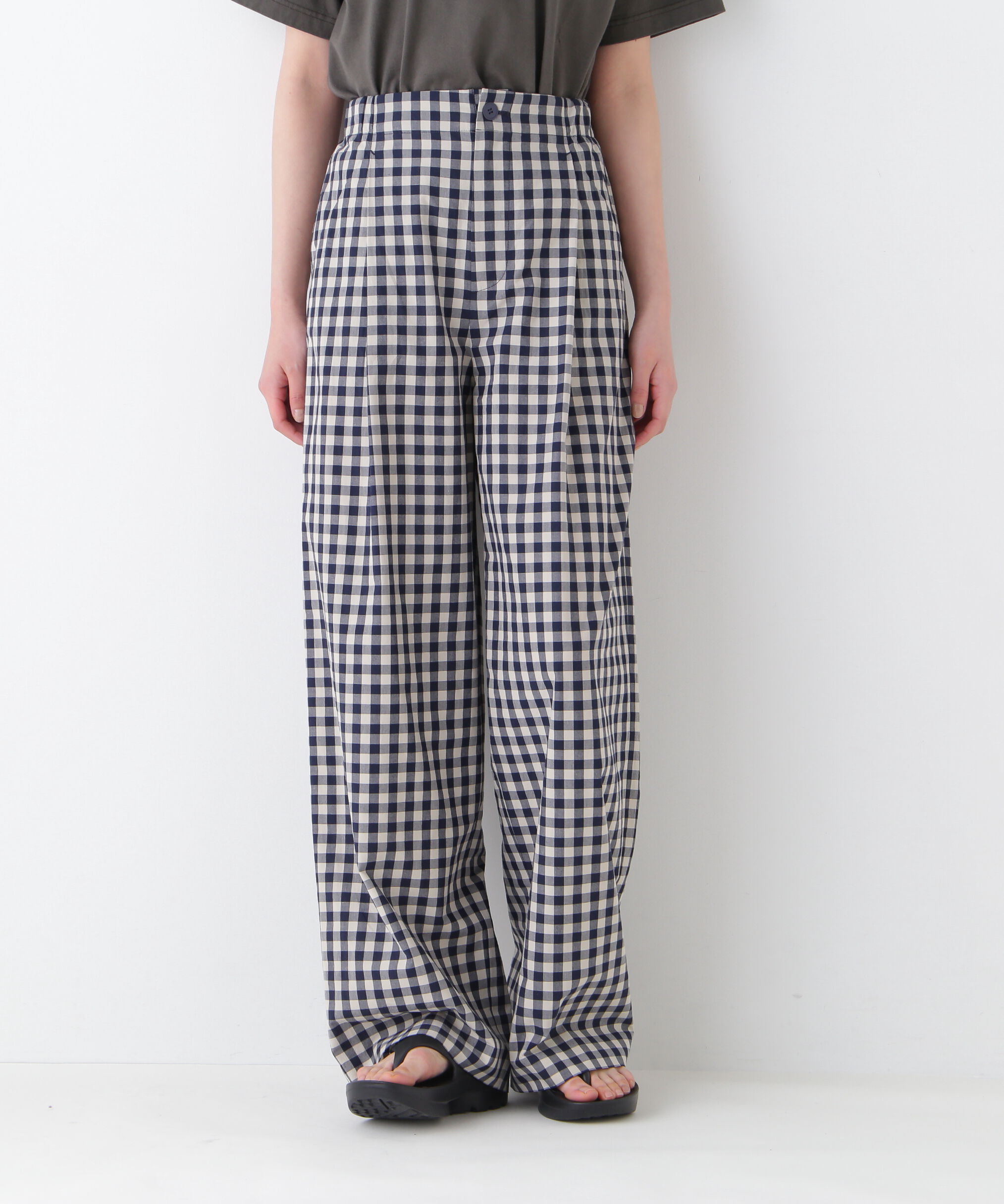  「◆ギンガムチェックワンタックセミワイドパンツ」|その他|