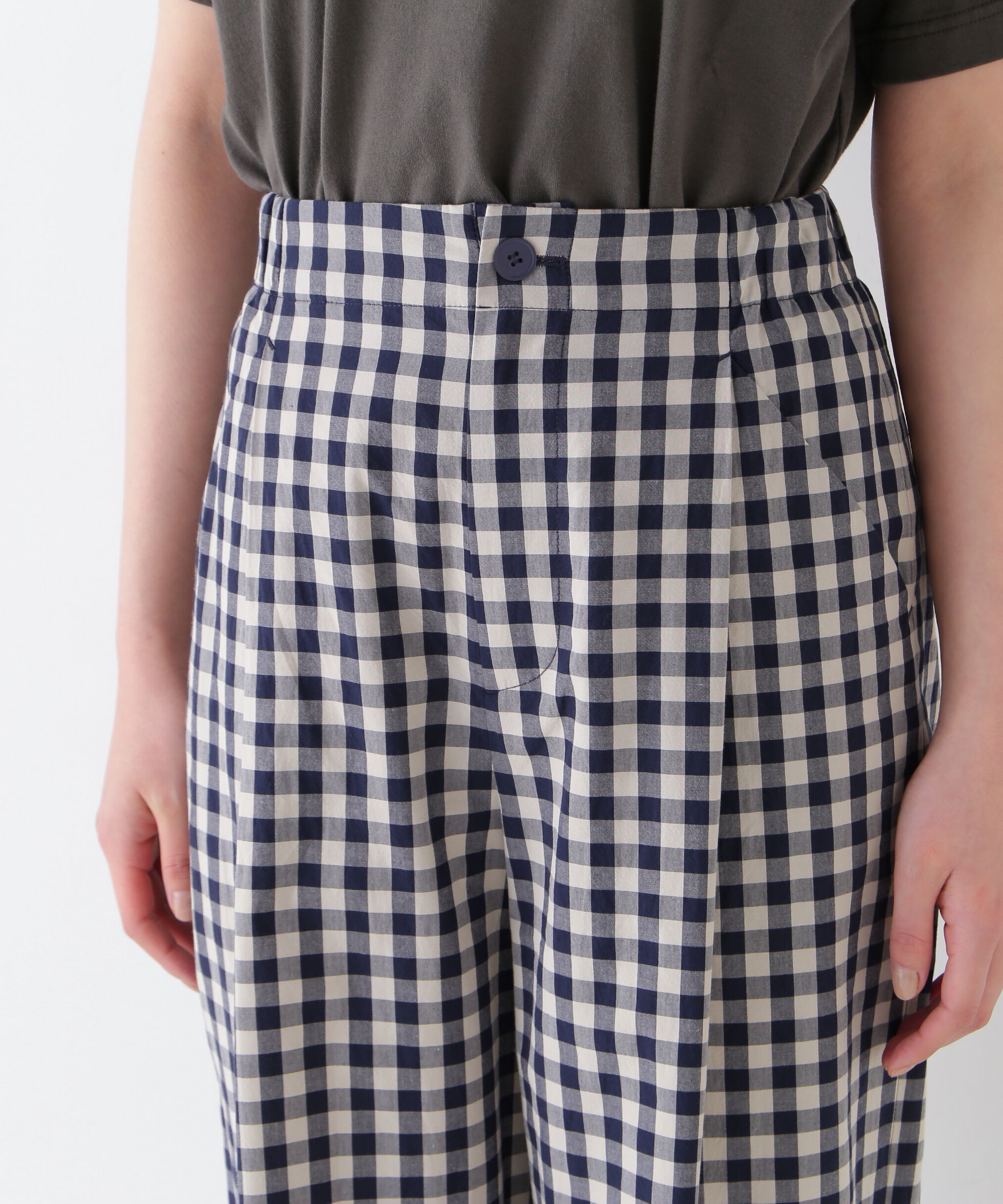  「◆ギンガムチェックワンタックセミワイドパンツ」|その他|