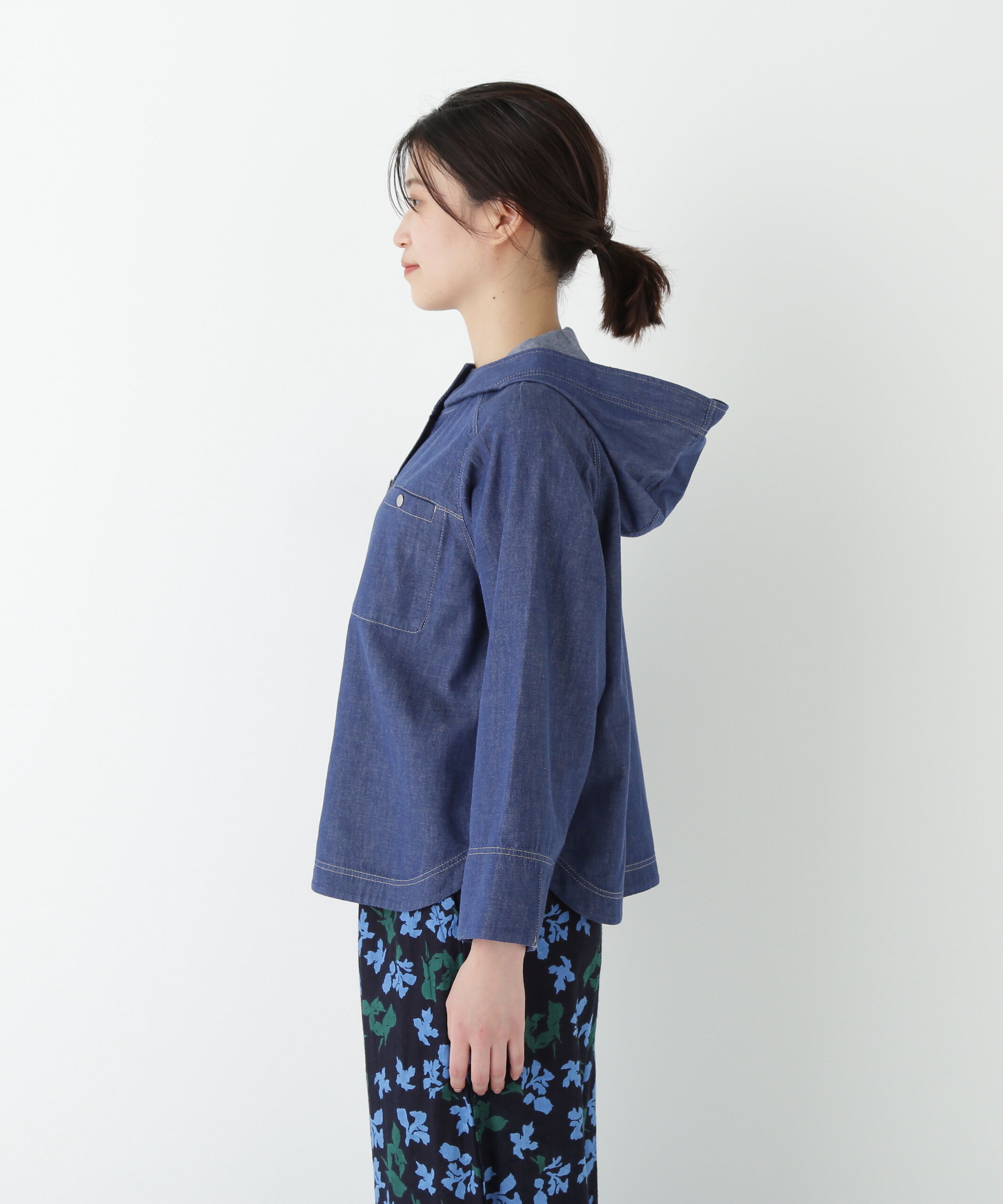  「◆ライトオンスデニムフードブラウス」|シャツ・ブラウス|