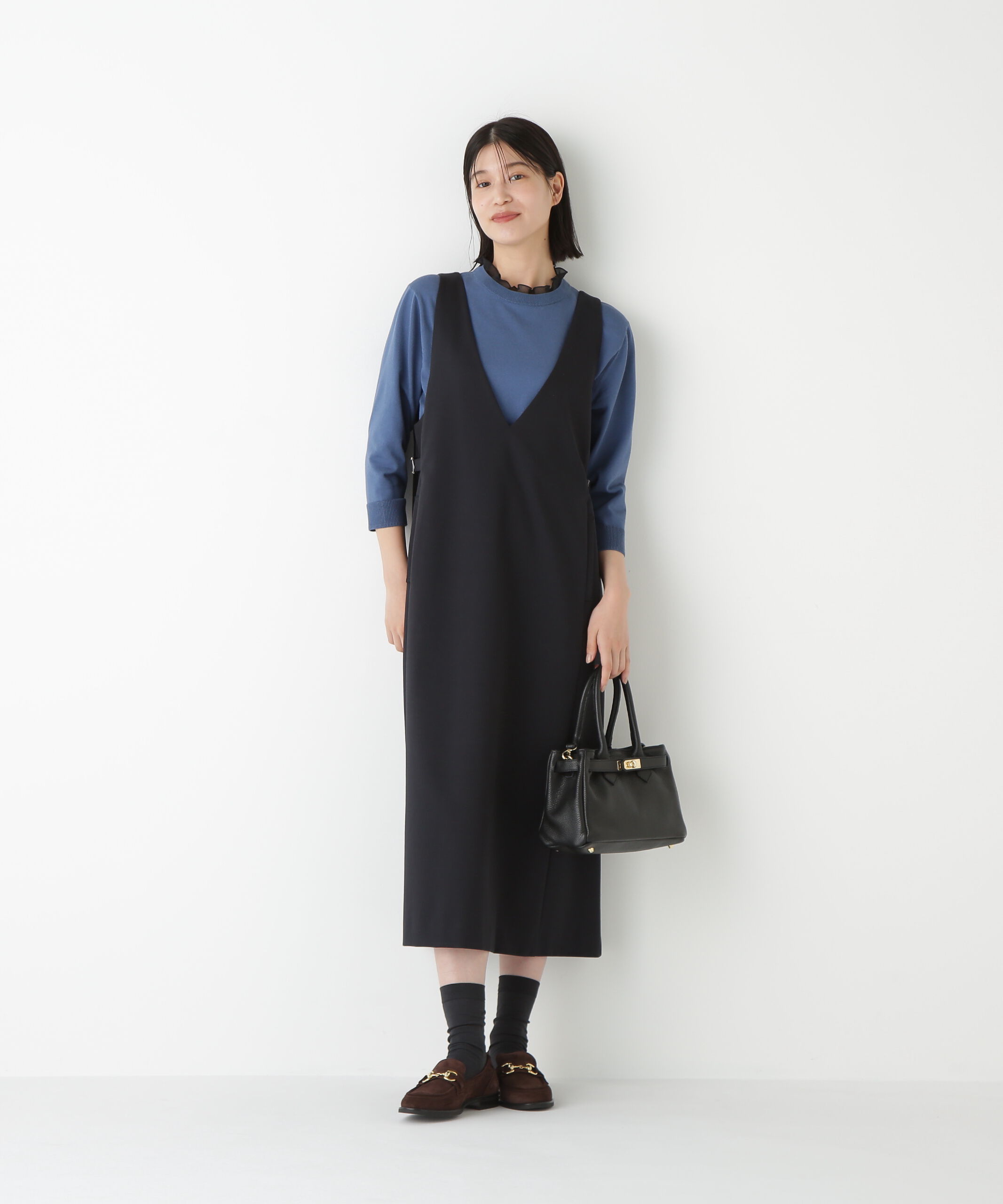  「◆ストレッチポンチＶネックジャンパースカート」|ワンピース|