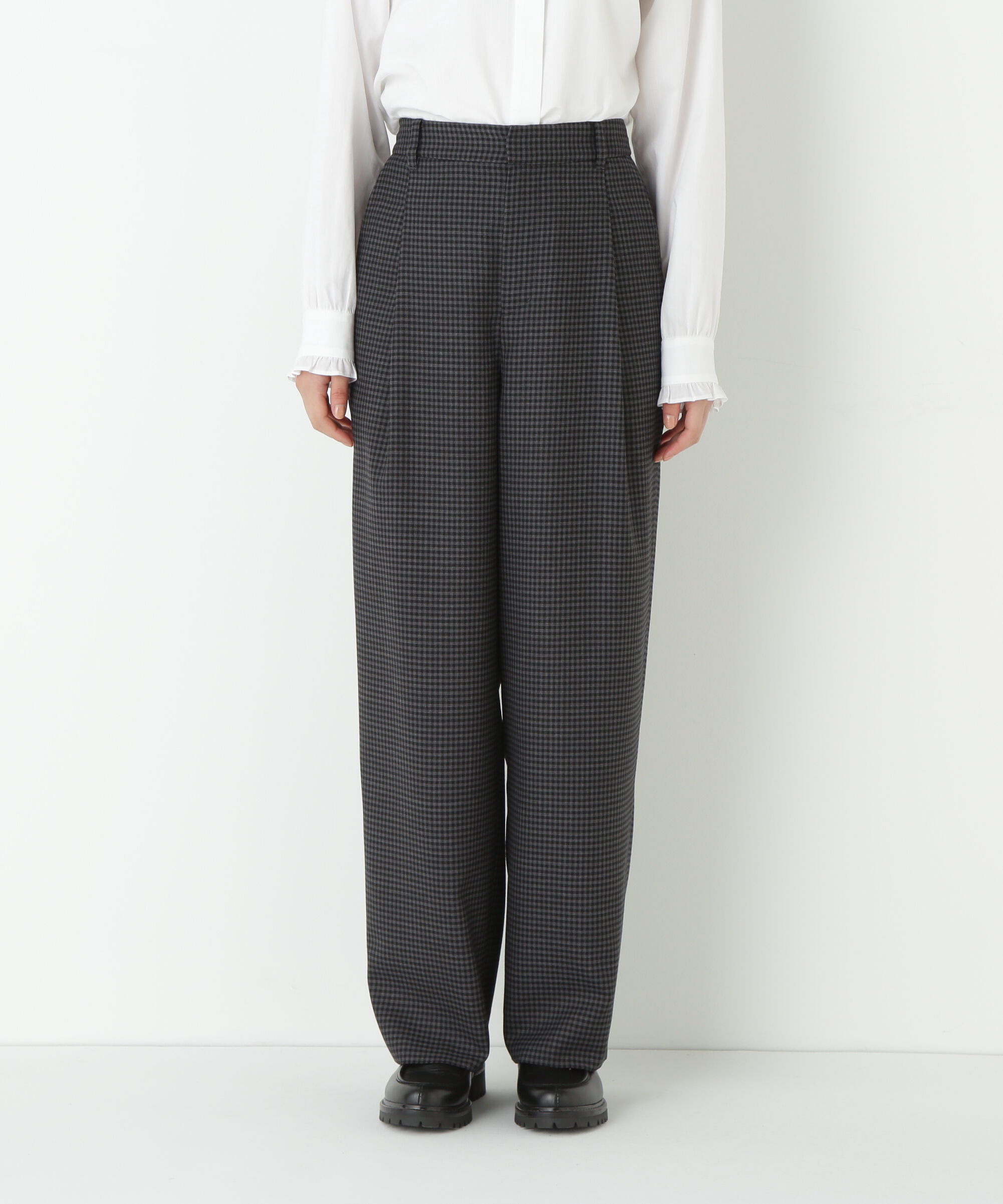  「◆先染めチェックタックセミワイドパンツ」|その他|