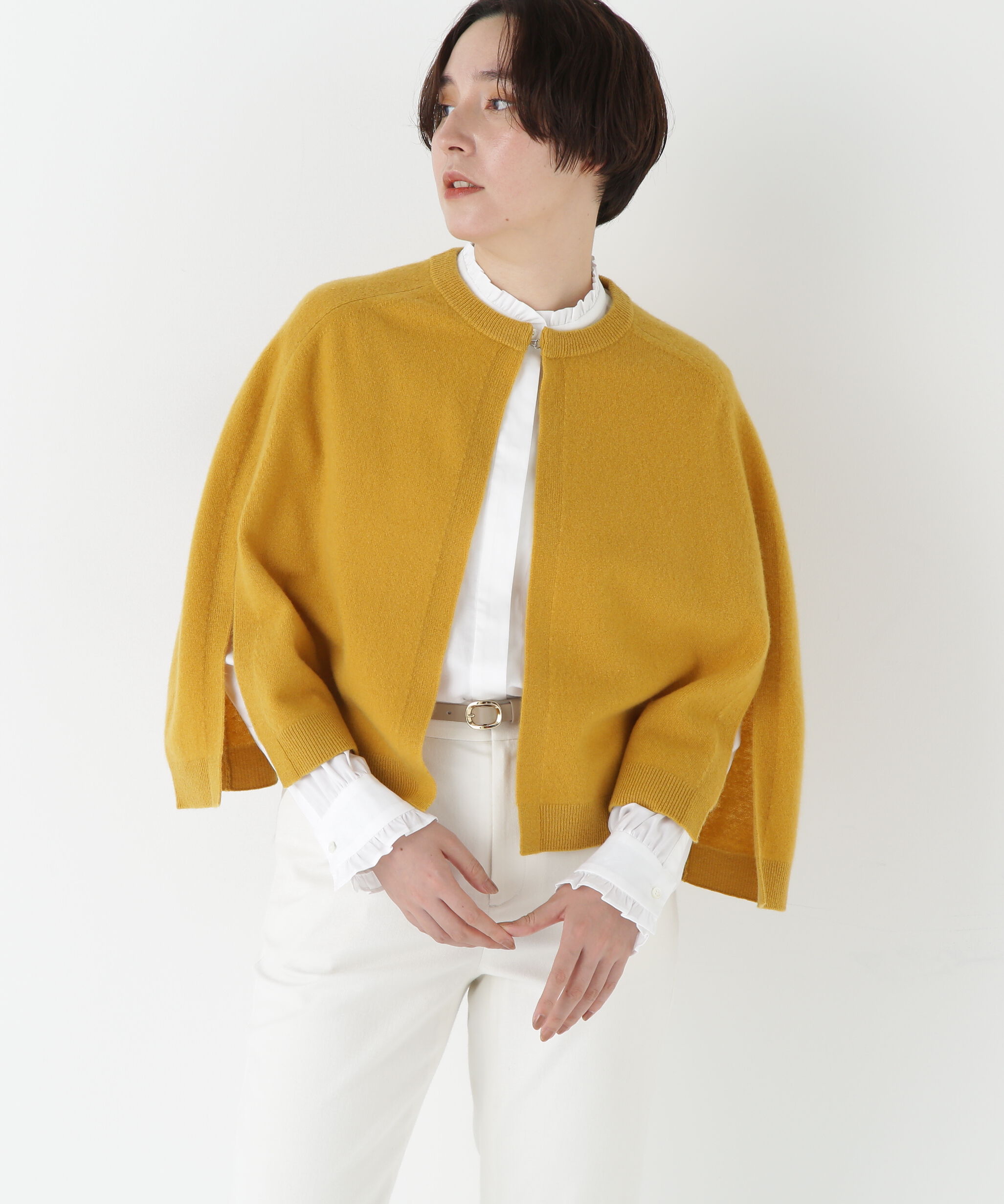  「◆ハイゲージウールケープニット」|ニット・セーター|イエロー