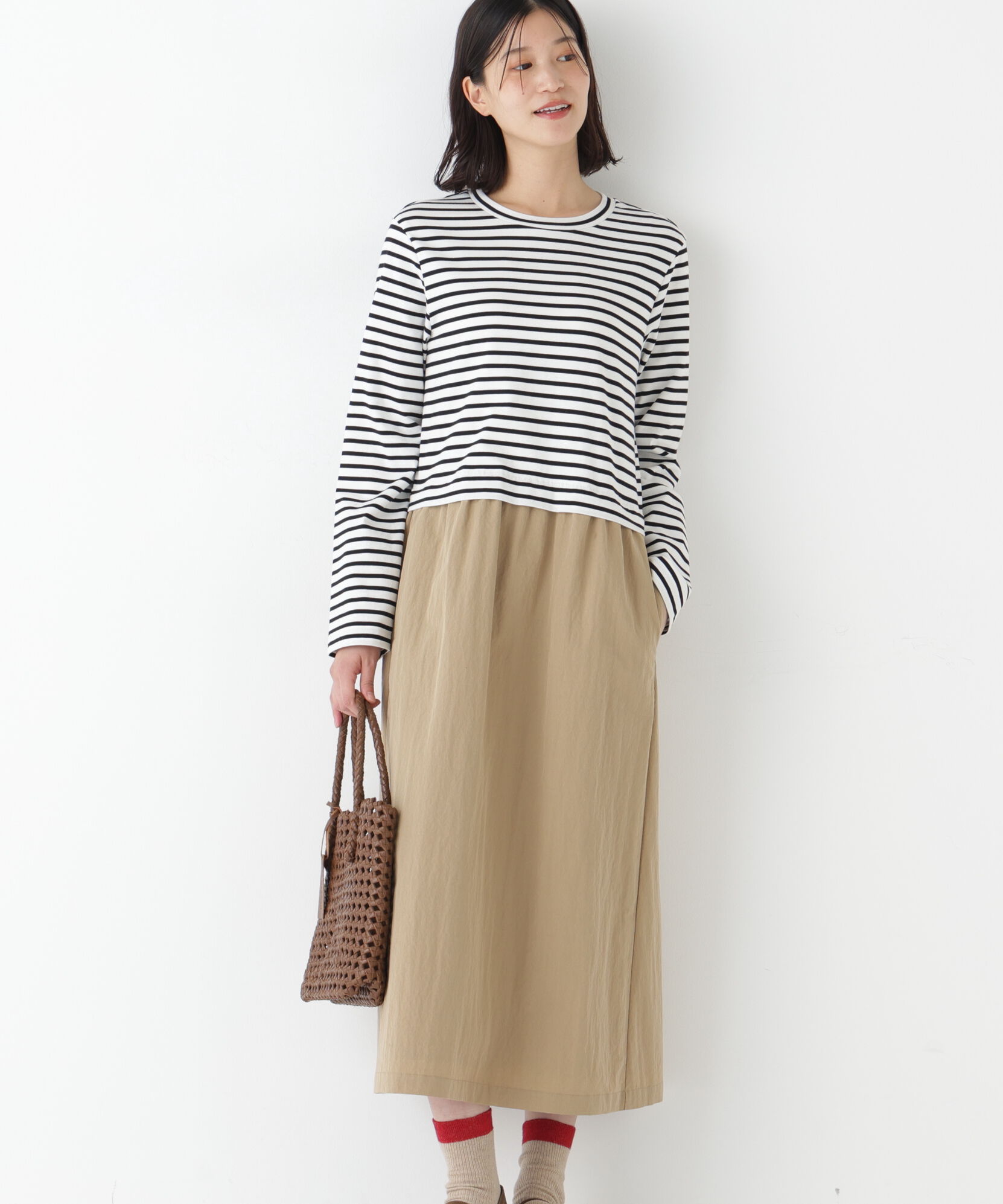  「◆ドッキングモックネックプルオーバーワンピース」|ワンピース|