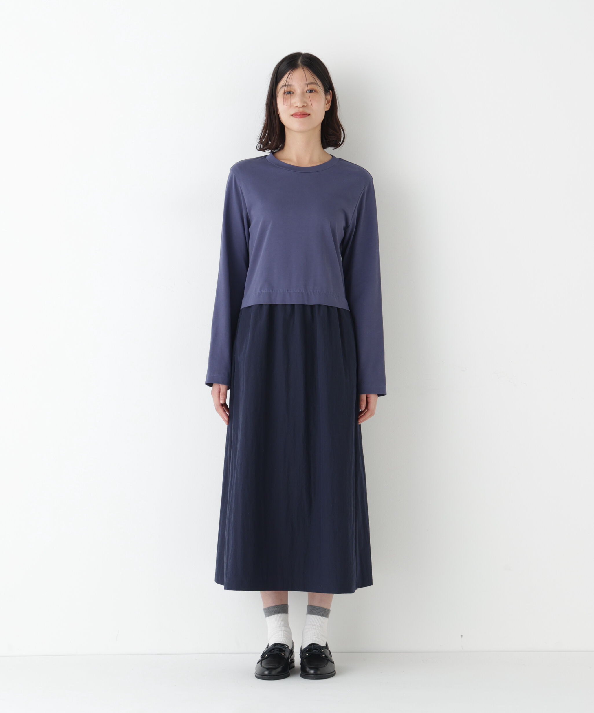  「◆ドッキングモックネックプルオーバーワンピース」|ワンピース|