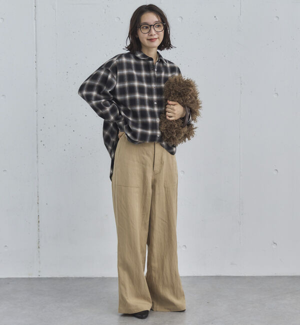 Doux archives「【セットアップ対応】ワイドベイカーパンツ」|チノ|