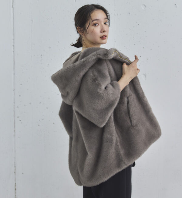 Doux archives「ミンクファーライクフーディーベスト」|その他|