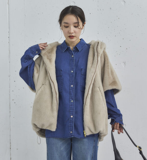 Doux archives「ミンクファーライクフーディーベスト」|その他|