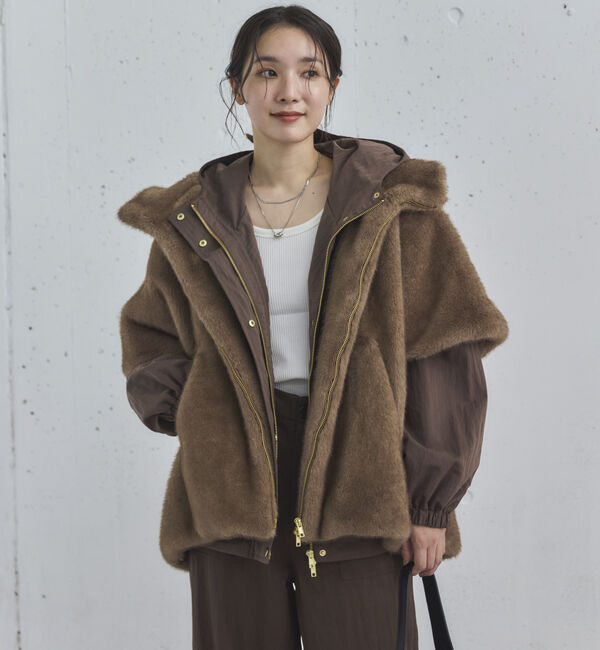 Doux archives「ミンクファーライクフーディーベスト」|その他|