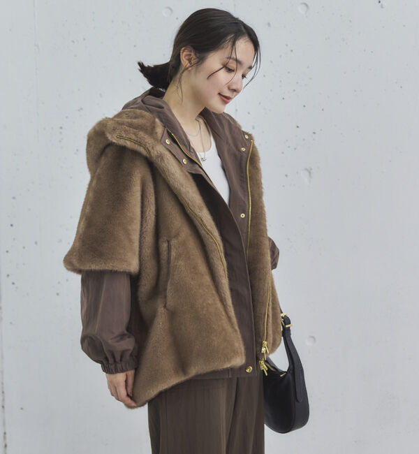 Doux archives「ミンクファーライクフーディーベスト」|その他|