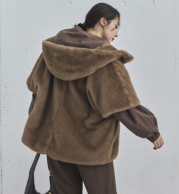 Doux archives「ミンクファーライクフーディーベスト」|その他|