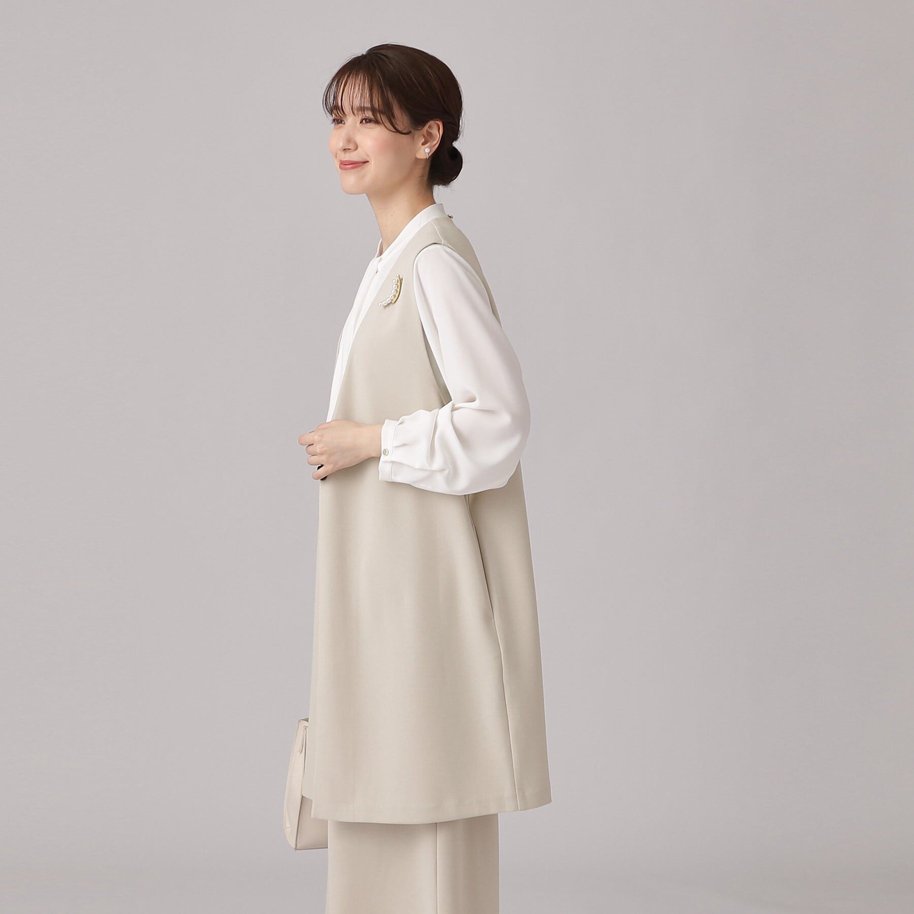 SHOO･LA･RUE「【通勤／デイリー／セットアップ可】マルチに使える カットジョーゼット ジレ」|ベスト・ジレ|