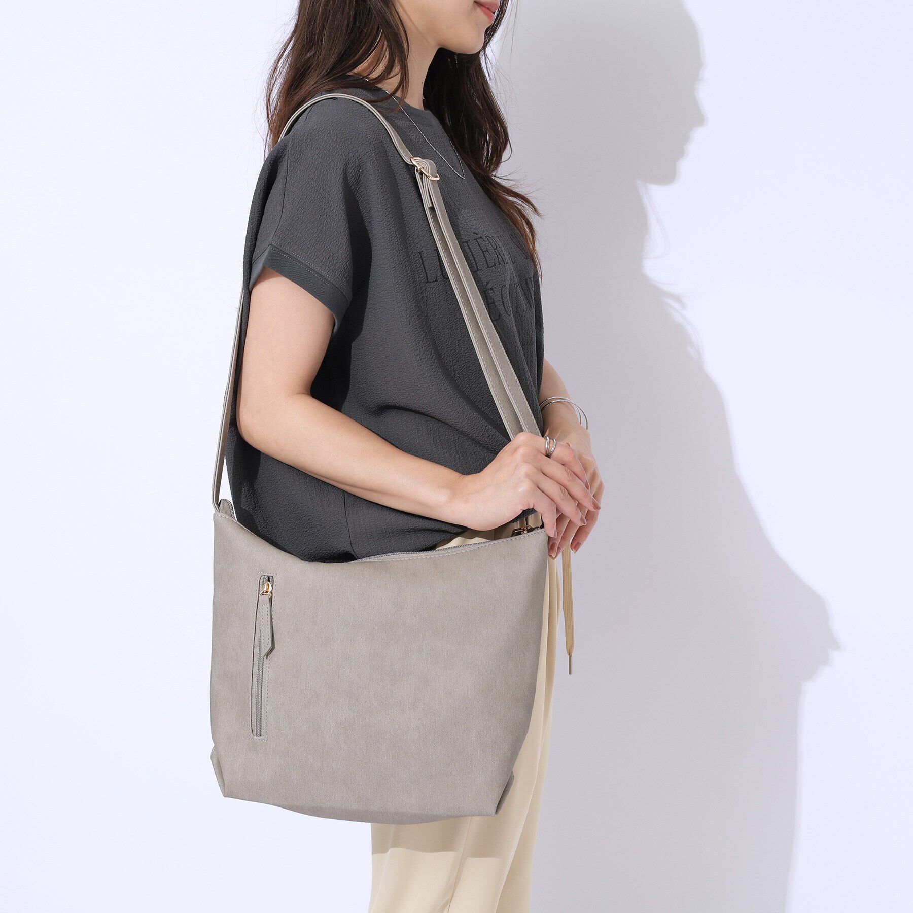 SHOO･LA･RUE「【A4サイズ対応/ポーチ付き】ダブルフェイス ショルダーバッグ」|ショルダー・メッセンジャー|