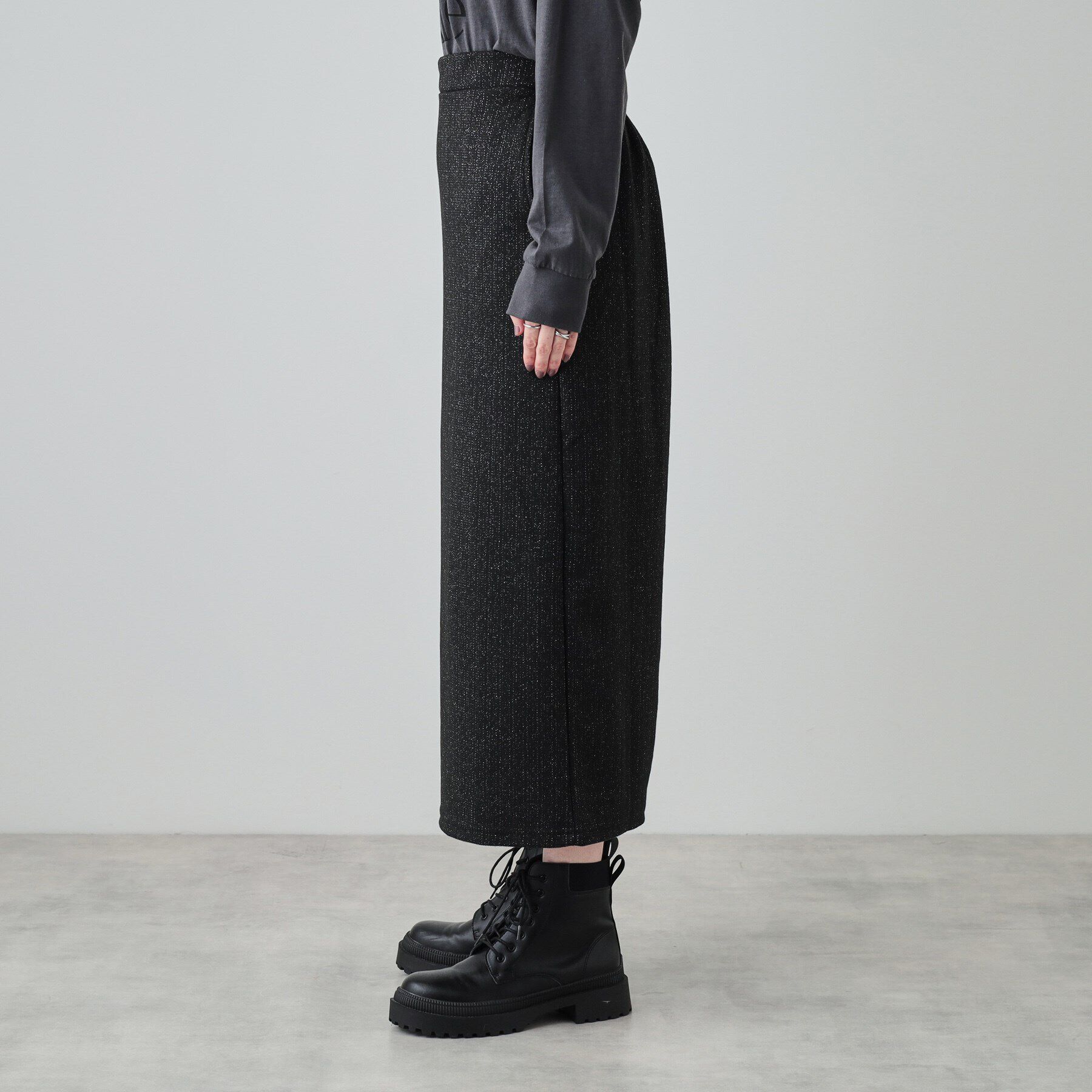 SHOO･LA･RUE「【S-LL】さりげないラメが上品 やわらかナロースカート」|スカート|