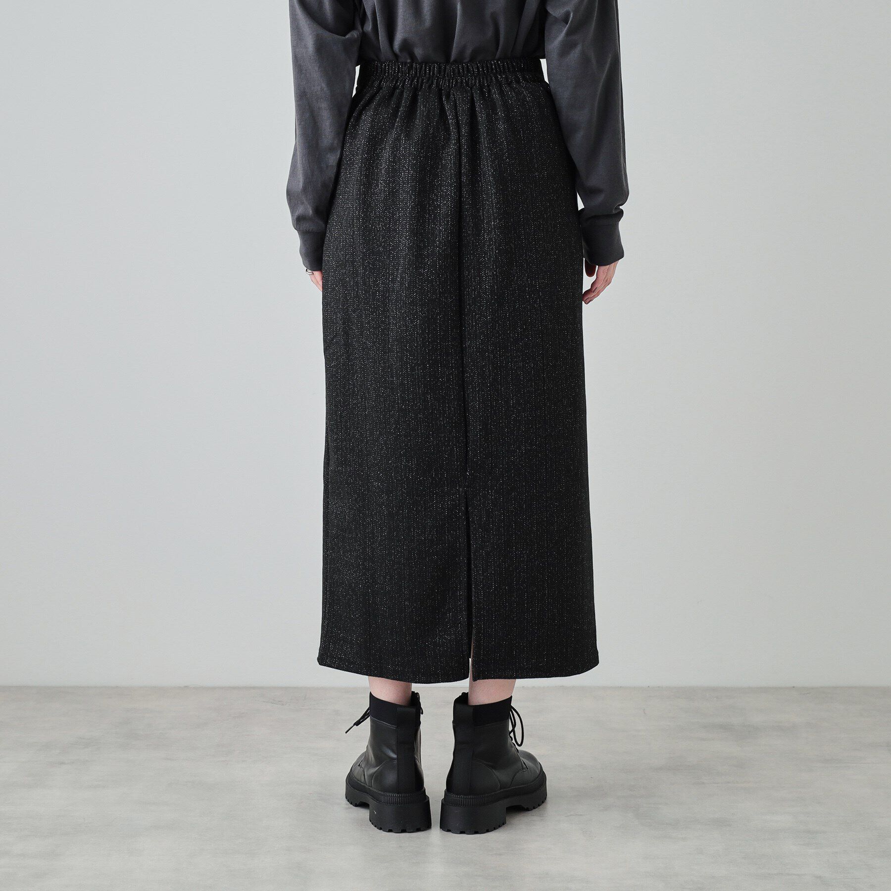 SHOO･LA･RUE「【S-LL】さりげないラメが上品 やわらかナロースカート」|スカート|